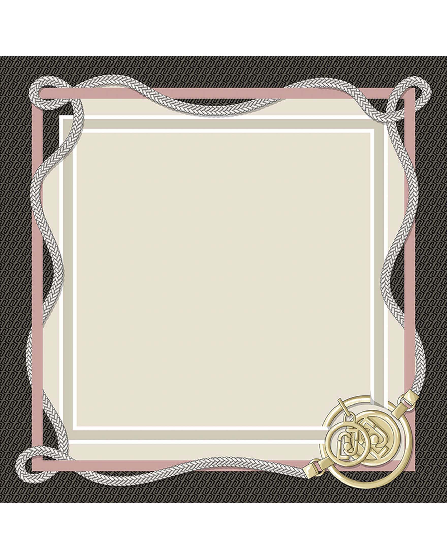 Sciarpa Liu Jo Accessories nera in tessuto con stampa catene e dettagli logo