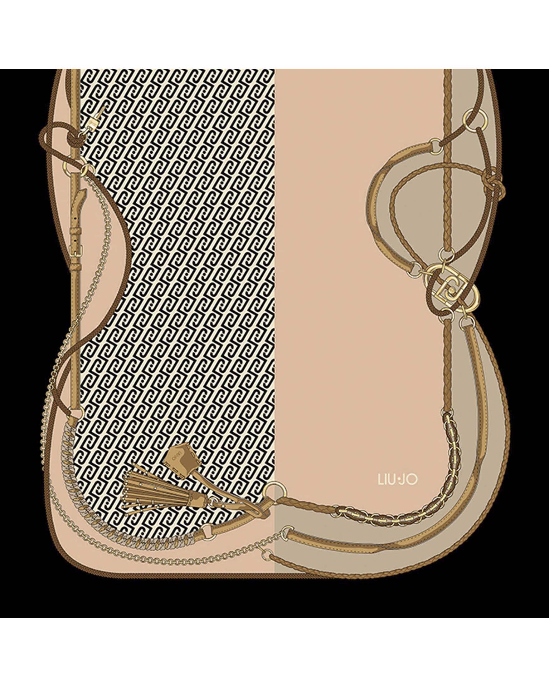 Sciarpa Liu Jo Accessories nera in tessuto fine con stampa catene e monogramma