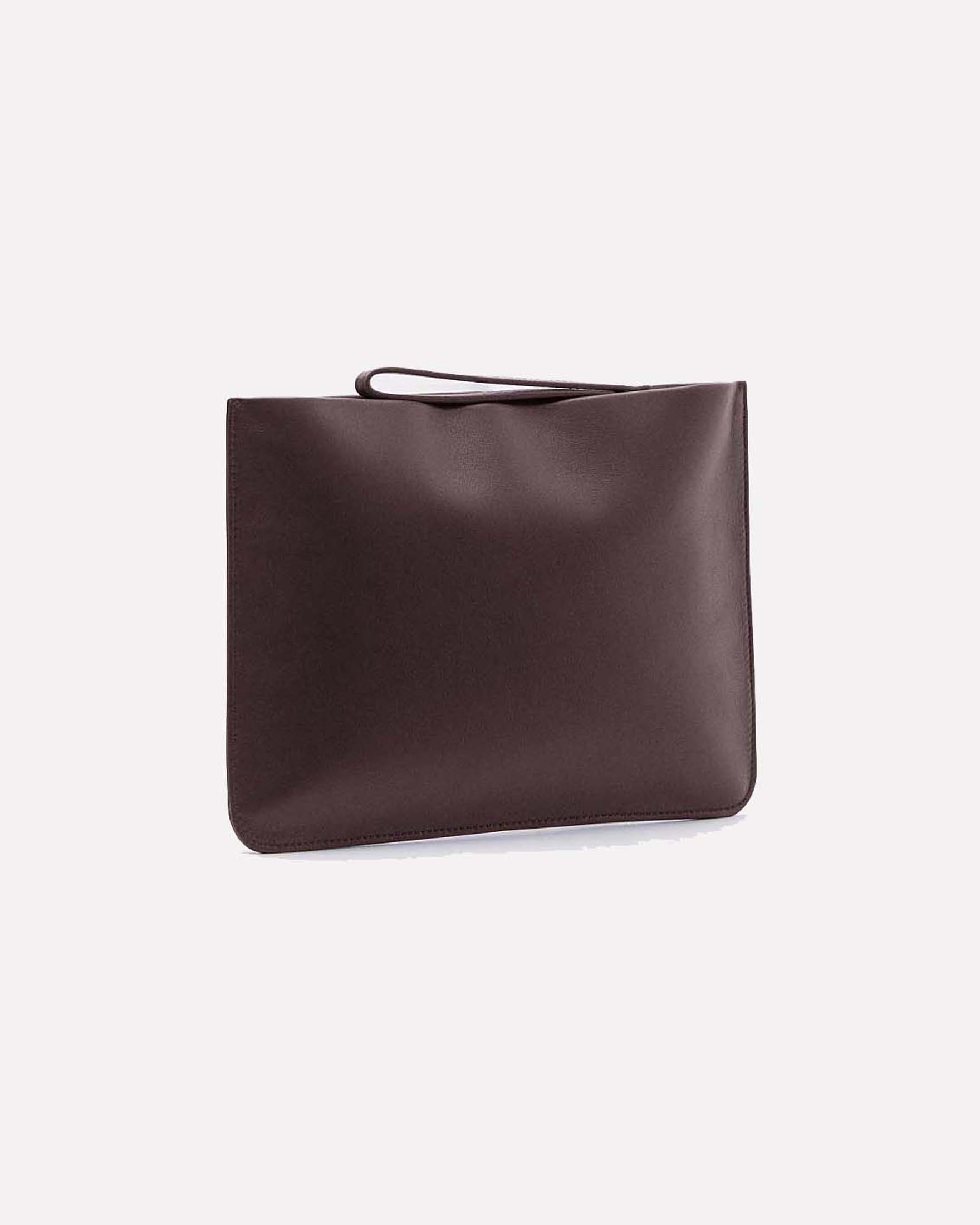 Maxi busta color testa di moro Patrizia Pepe (IM)PERFECTION in pelle liscia con scritta logo a rilievo e gancio per polso