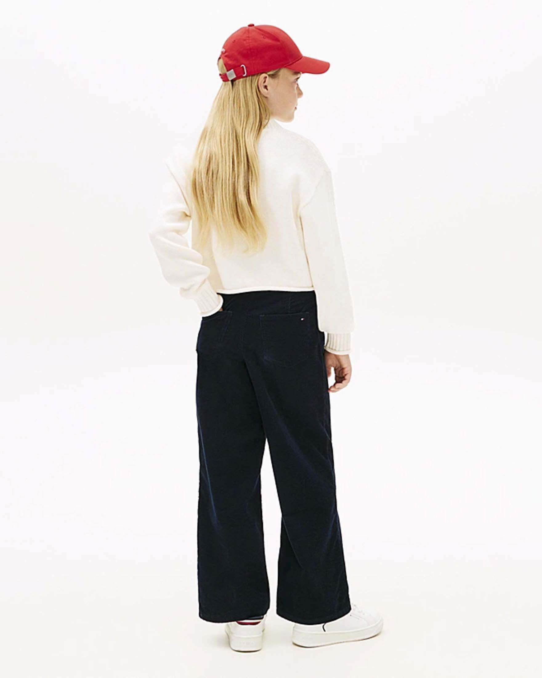 Pullover Tommy Hilfiger avorio in maglia di puro cotone con bandiera logo icon image