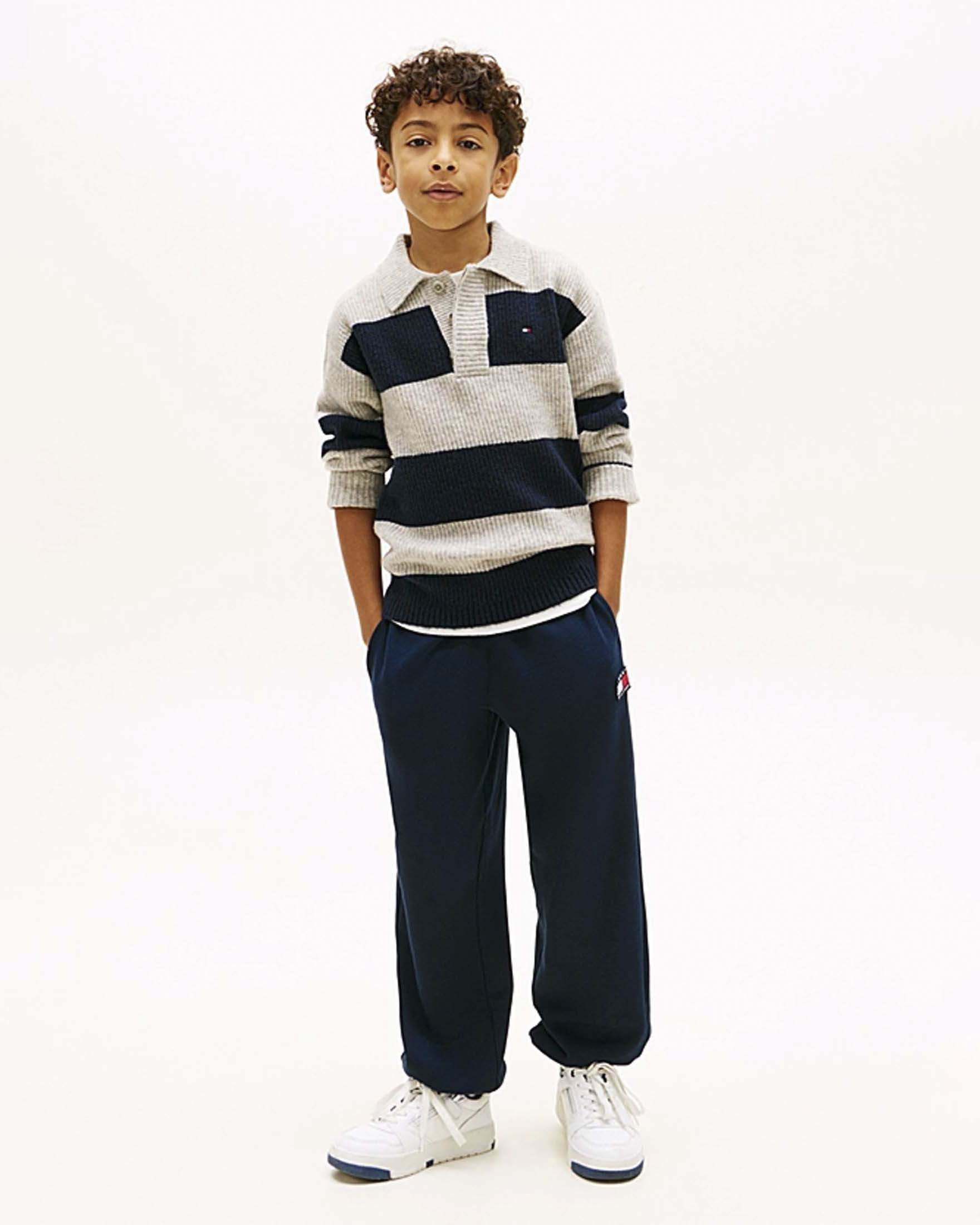 Pantalone jogger blu in felpa di puro cotone