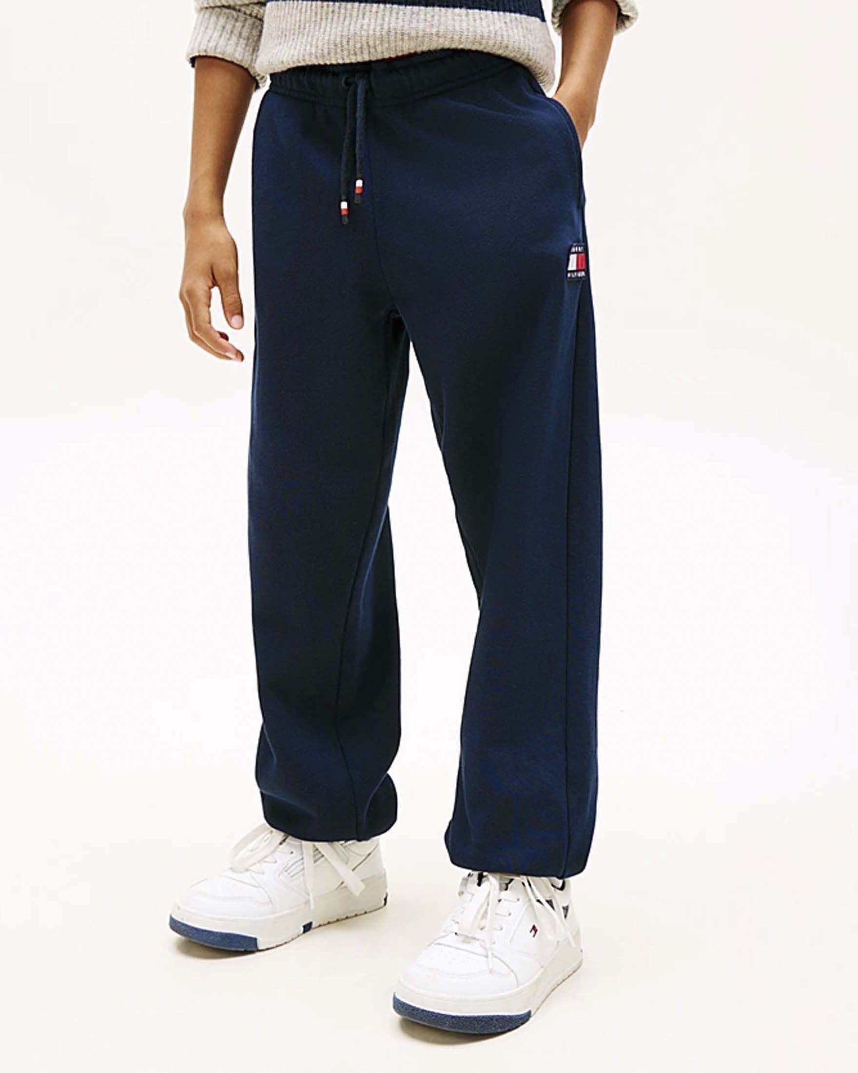 Pantalone jogger Tommy Hilfiger blu in felpa di puro cotone image