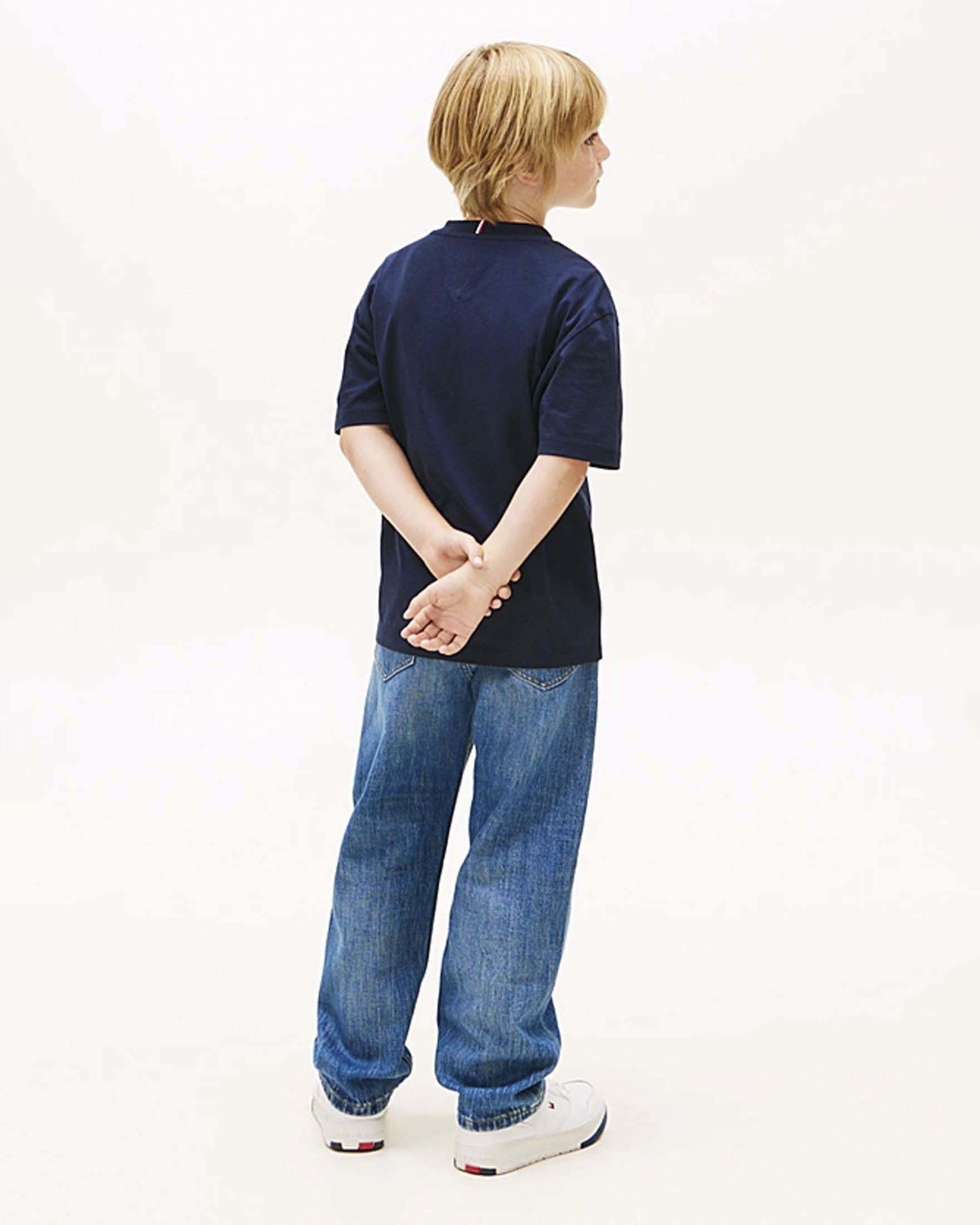 T-shirt Tommy Hilfiger blu in puro cotone con bandiera logo icon image