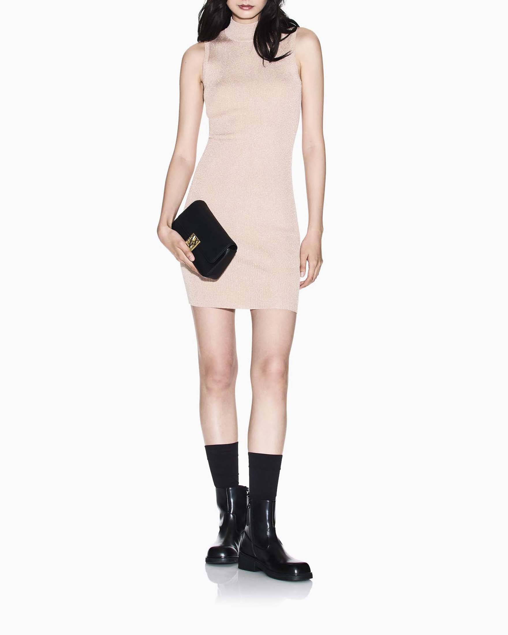 Abito corto Armani Exchange rame in misto viscosa con filato metallizzato