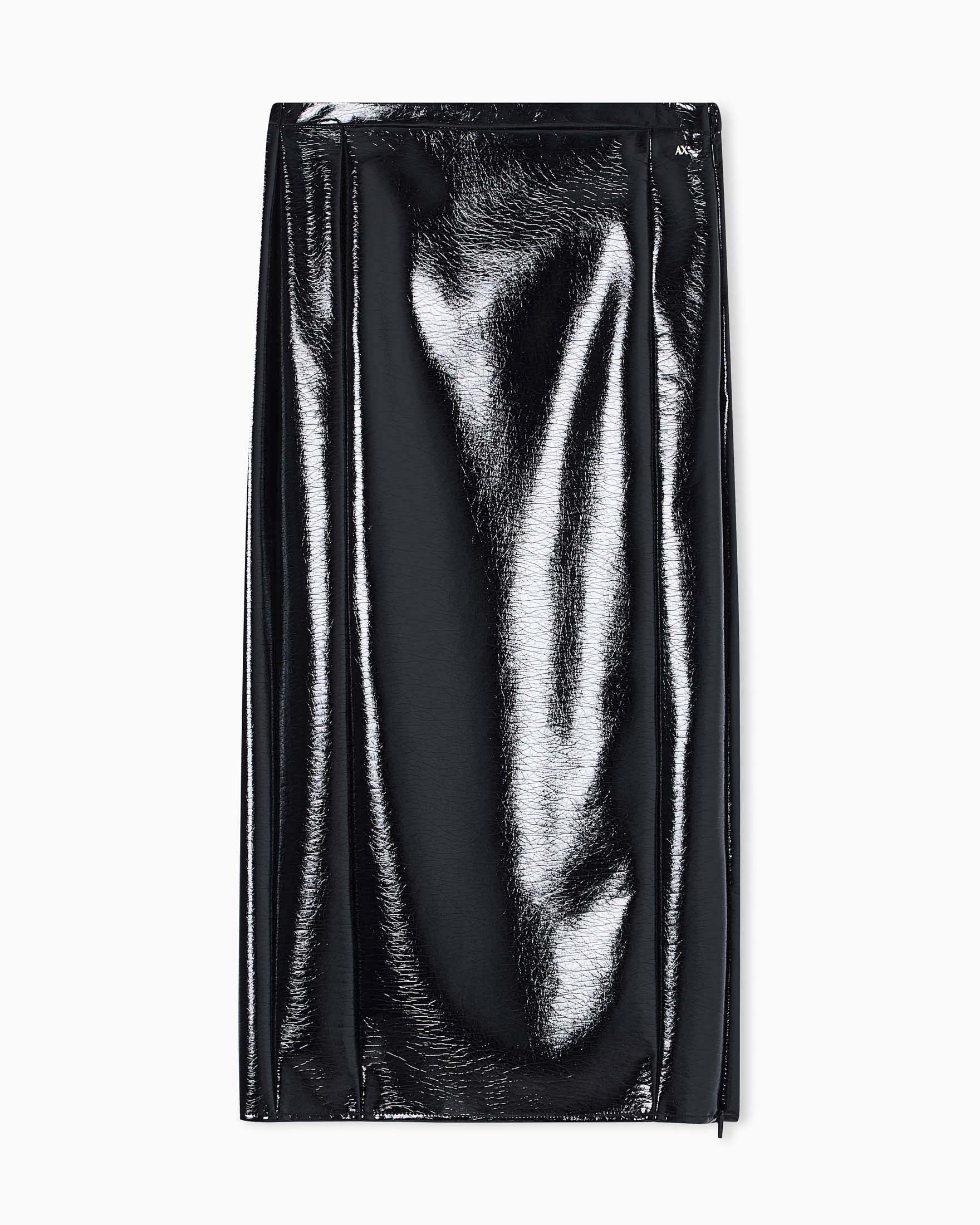 Gonna lunga Armani Exchange nera in misto viscosa con spalmatura effetto lucido