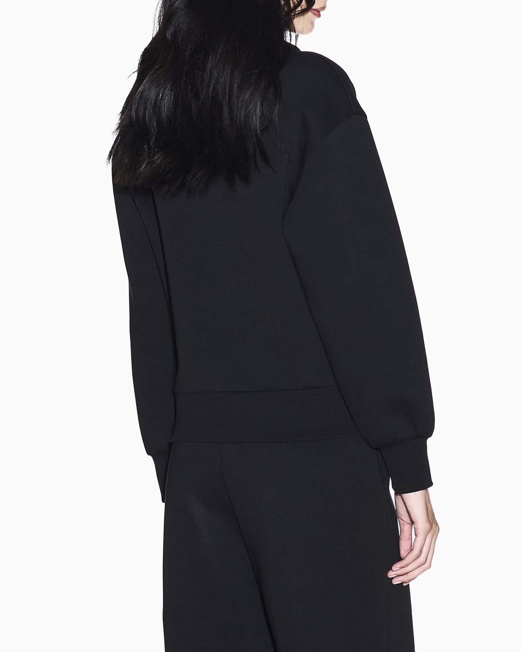 Felpa con cappuccio Armani Exchange nera in misto cotone con logo ricamato image