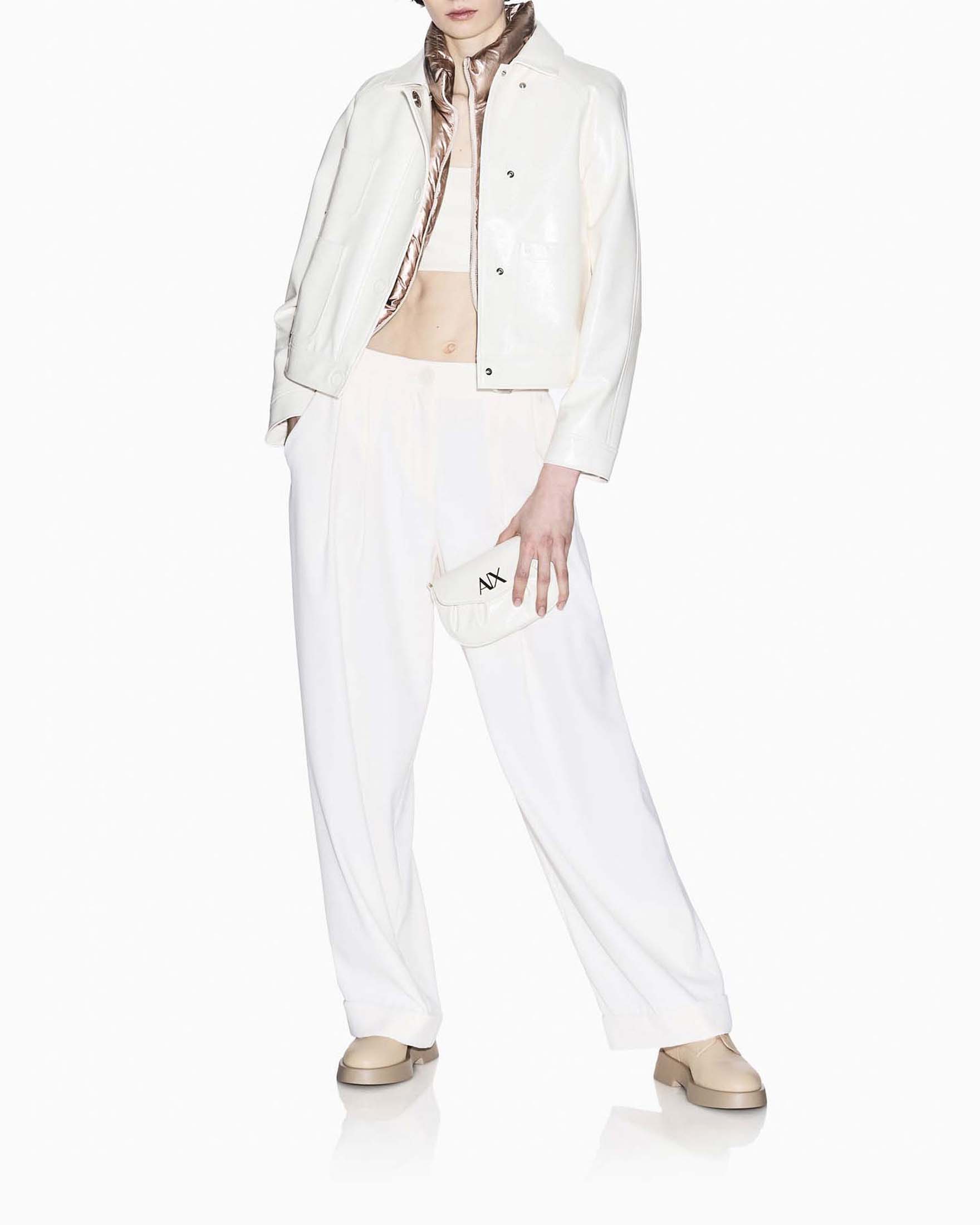 Pantaloni palazzo Armani Exchange bianchi in tessuto con tasche laterali