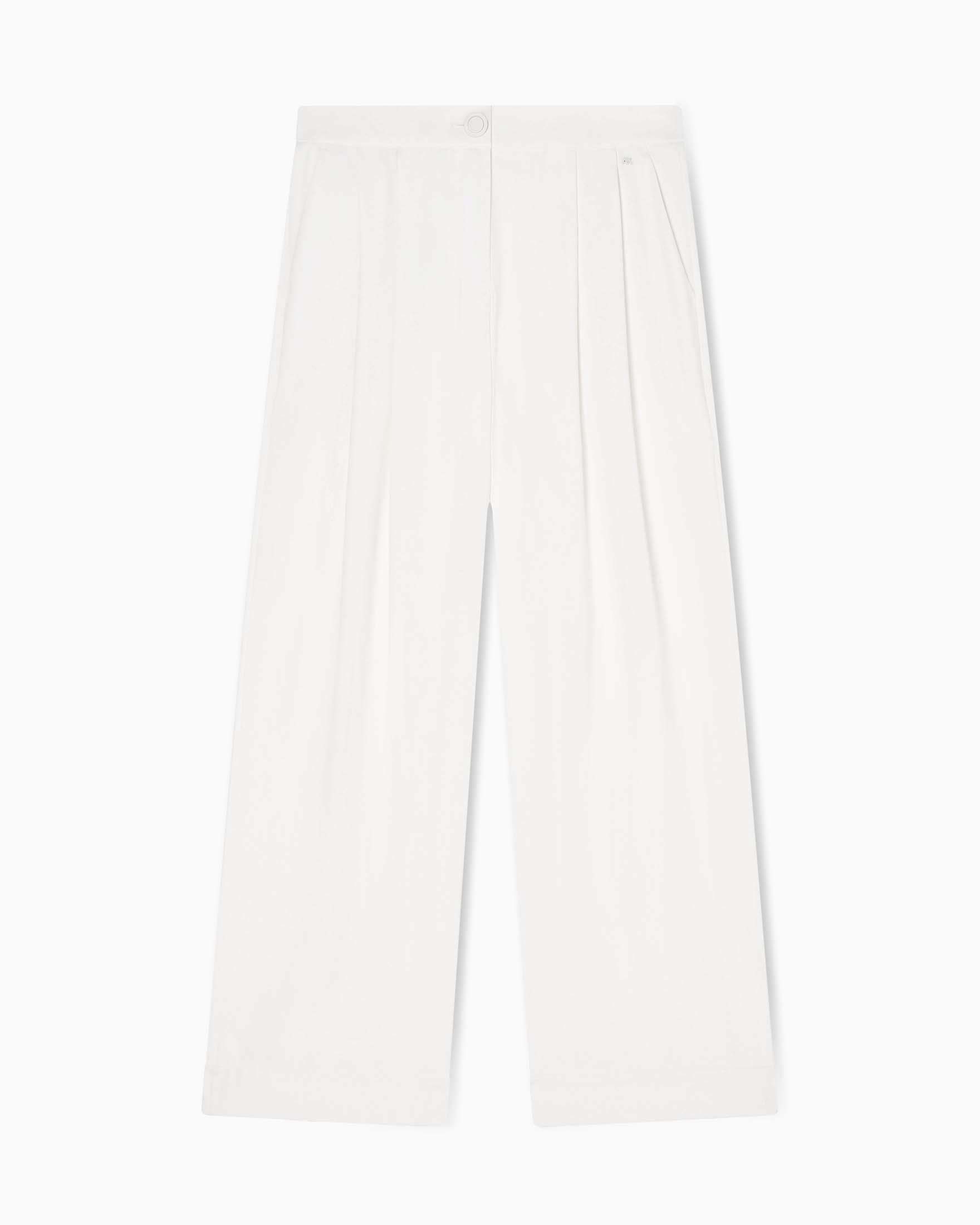 Pantaloni palazzo Armani Exchange bianchi in tessuto con tasche laterali image