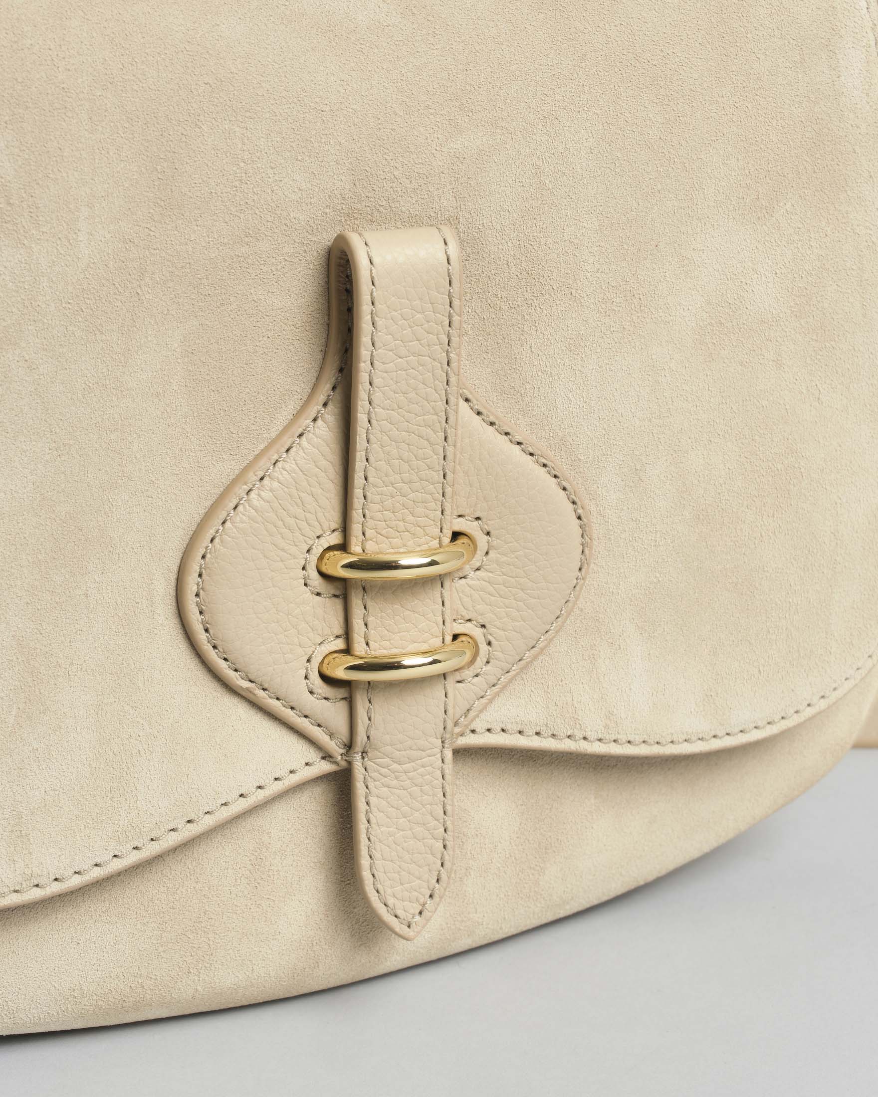 Borsa a mano Coccinelle Mavery Medium in camoscio beige con tracolla e manici image