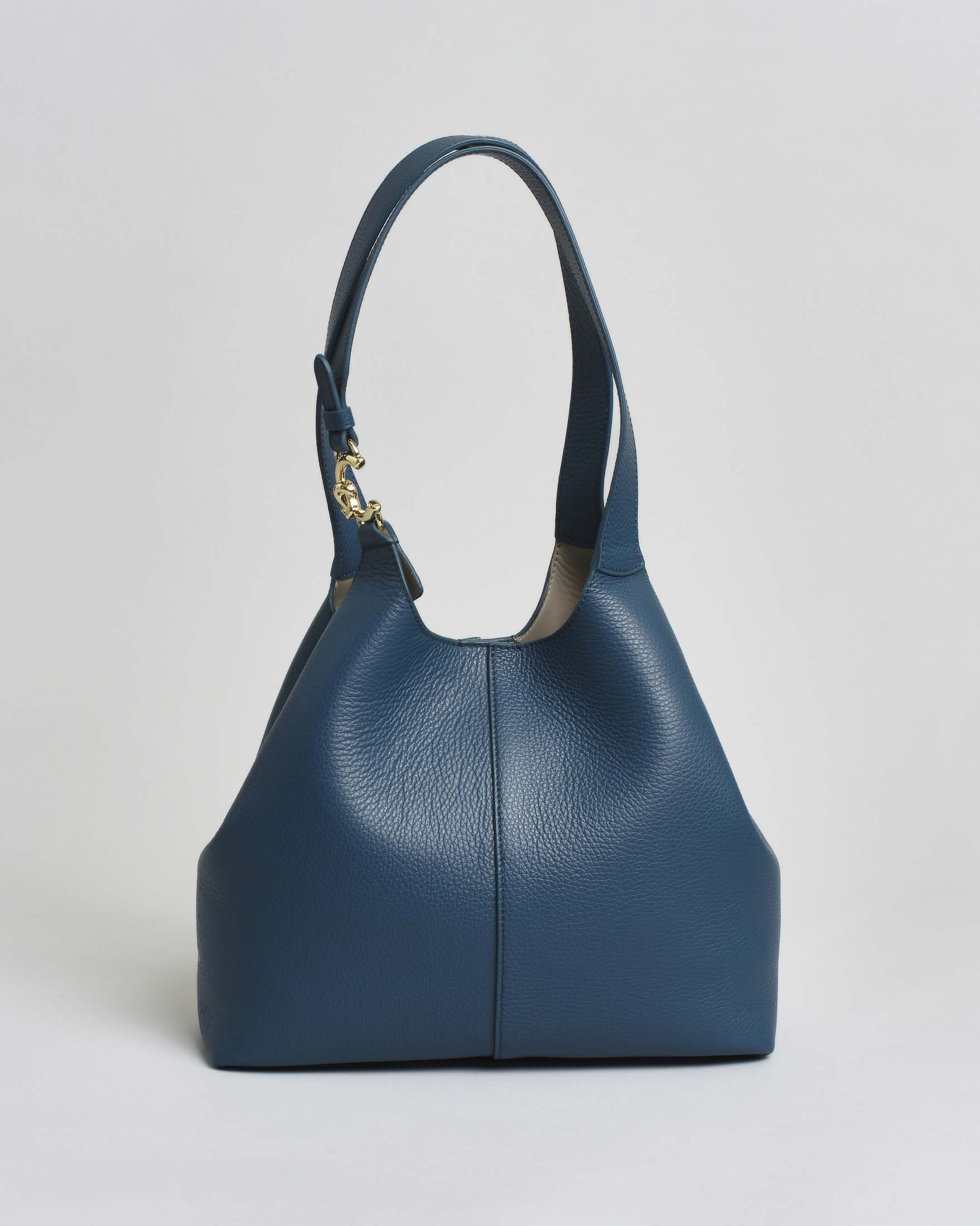 Borsa a spalla C-Easy Coccinelle in pelle martellata color ottanio con manici e chiusura magnetica