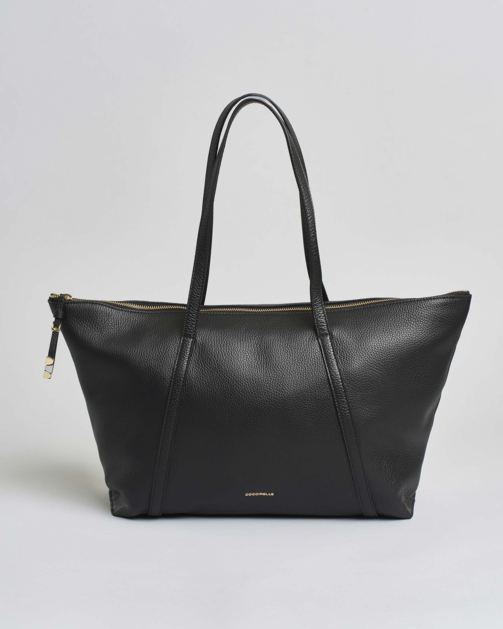 Shopping Bag Nory Coccinelle in pelle martellata nera
