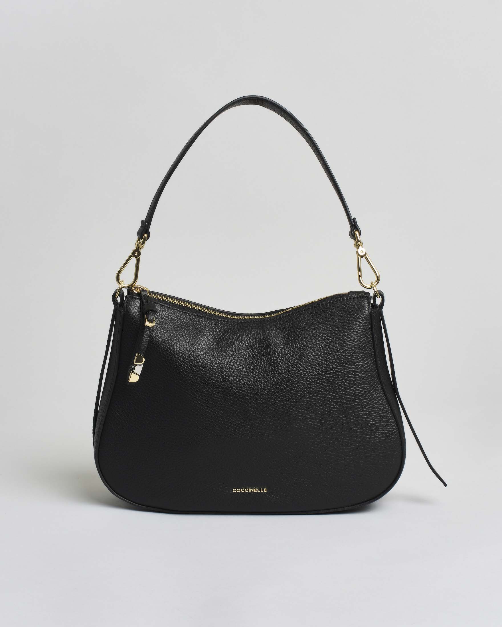 Borsa a spalla Nory Coccinelle in pelle granulata nera con tracolla removibile