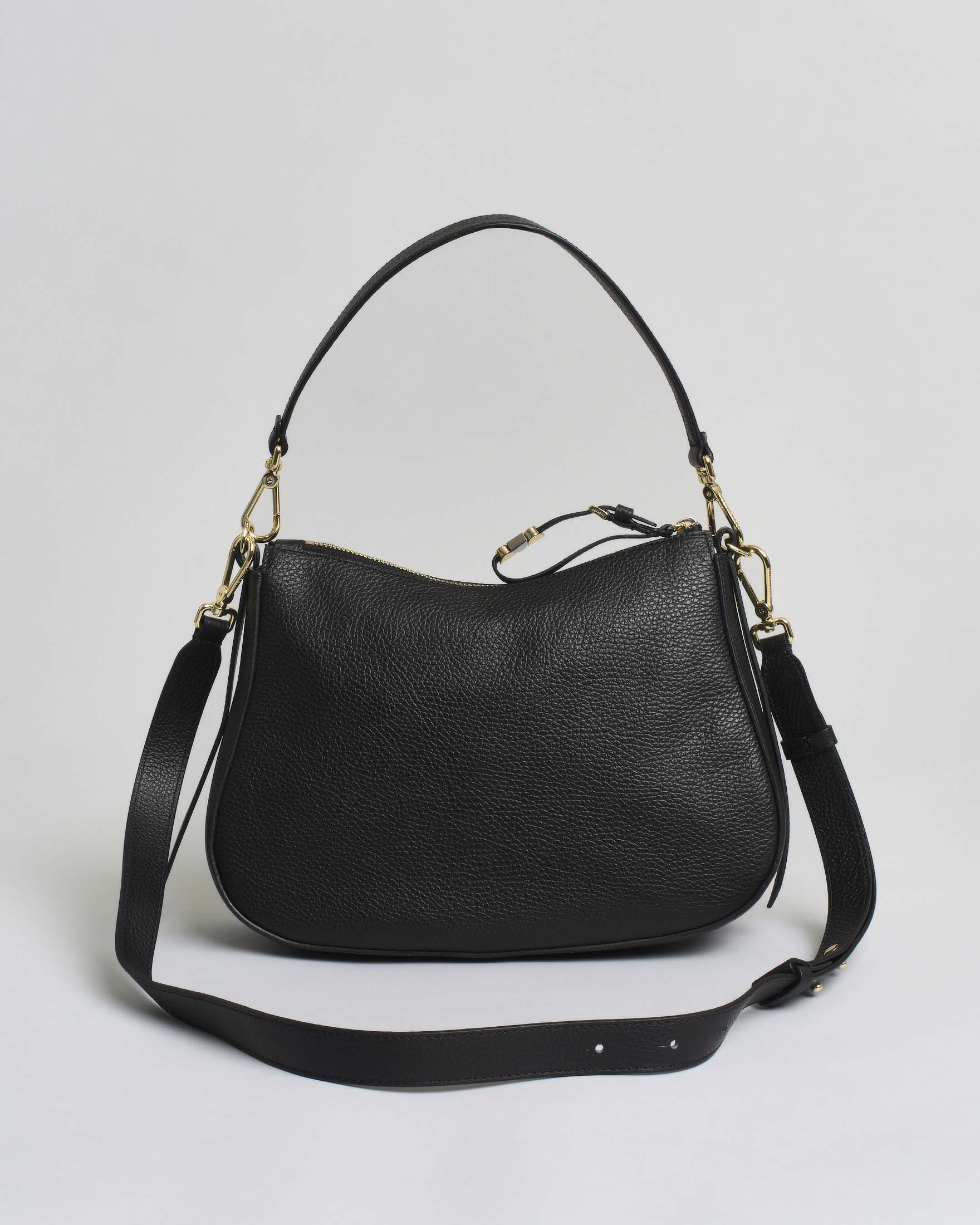 Borsa a spalla Nory Coccinelle in pelle granulata nera con tracolla removibile