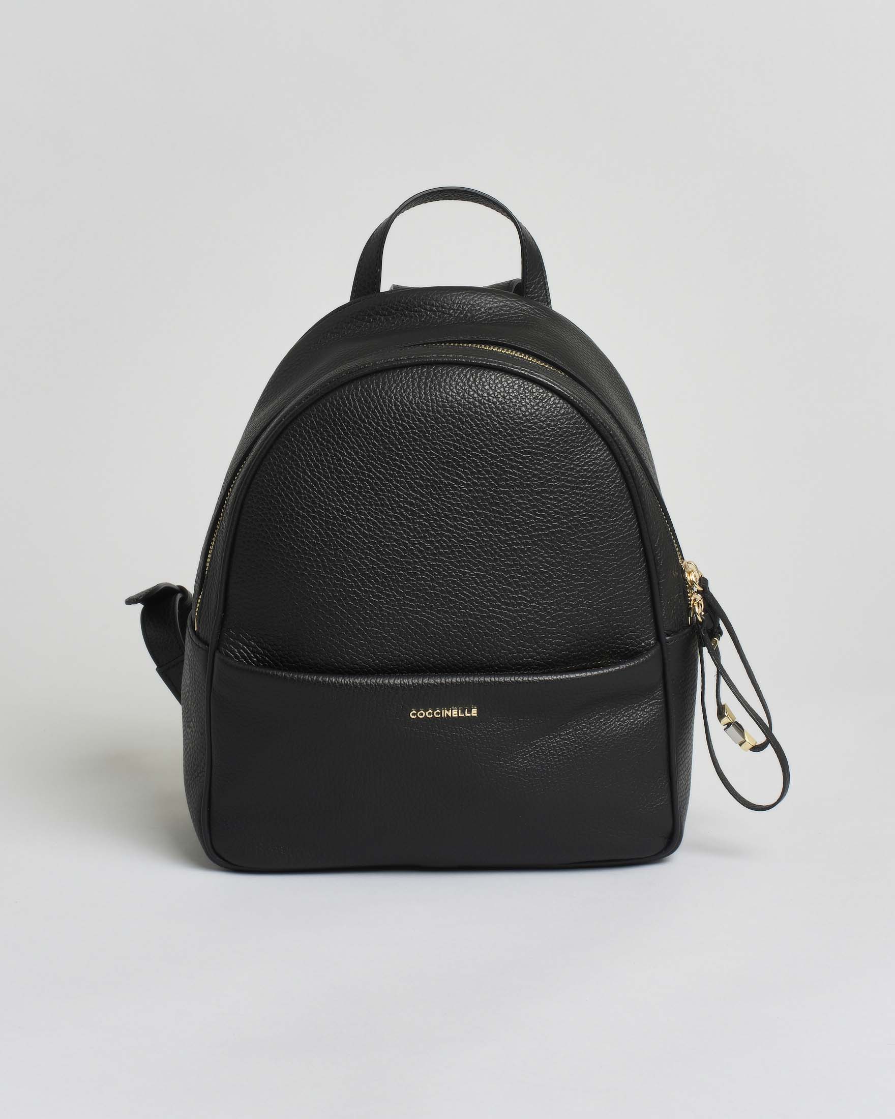 Zaino Nory Coccinelle in pelle granulata nera con spallacci regolabili