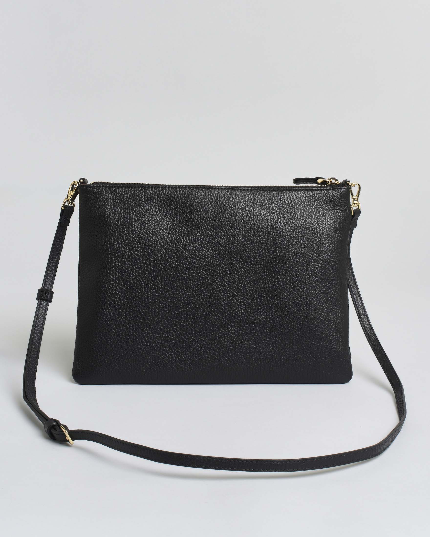 Borsa a tracolla piatta Best Coccinelle in pelle granulata nera con tracolla removibile