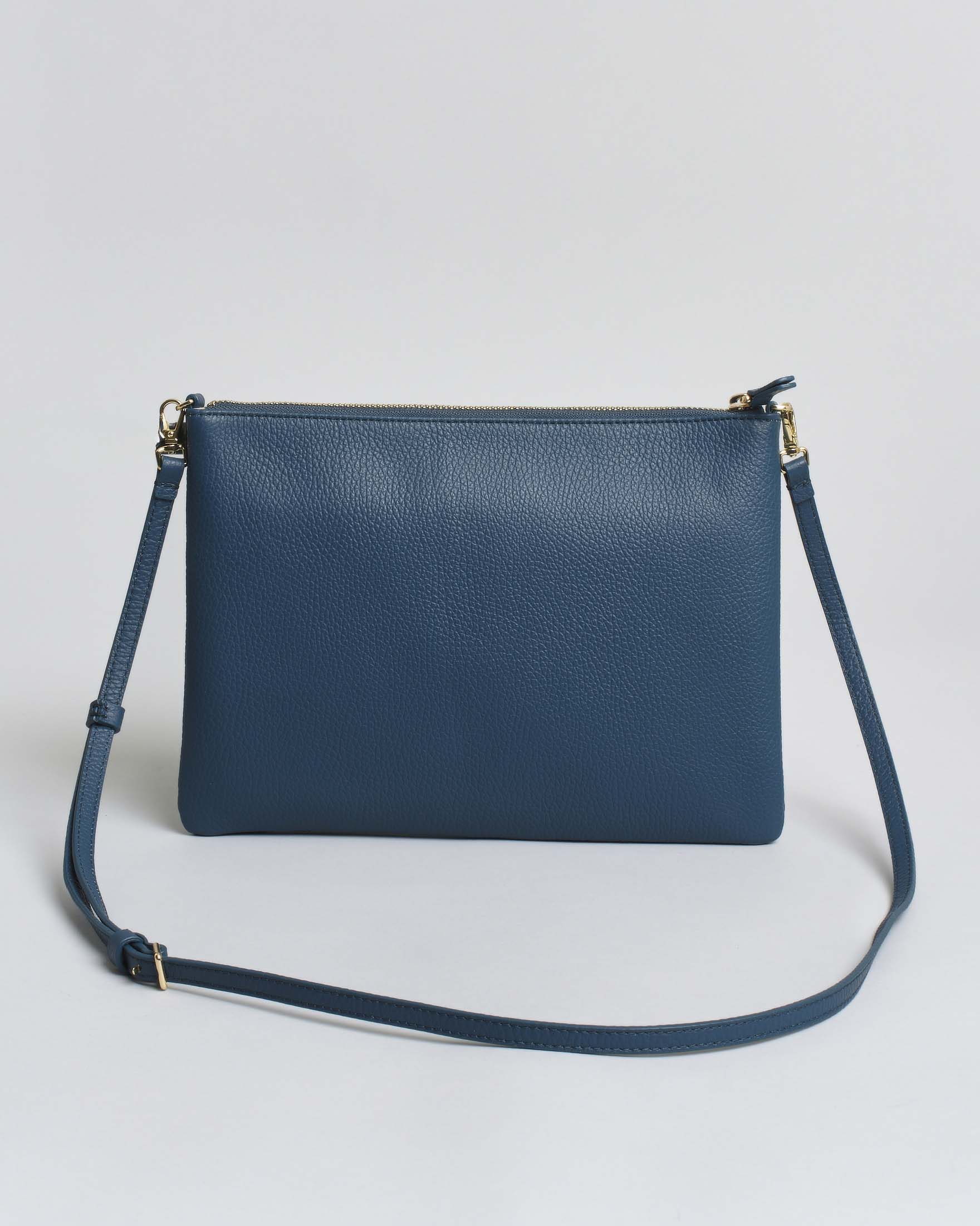 Borsa a tracolla piatta Best Coccinelle in pelle granulata color ottanio con tracolla removibile
