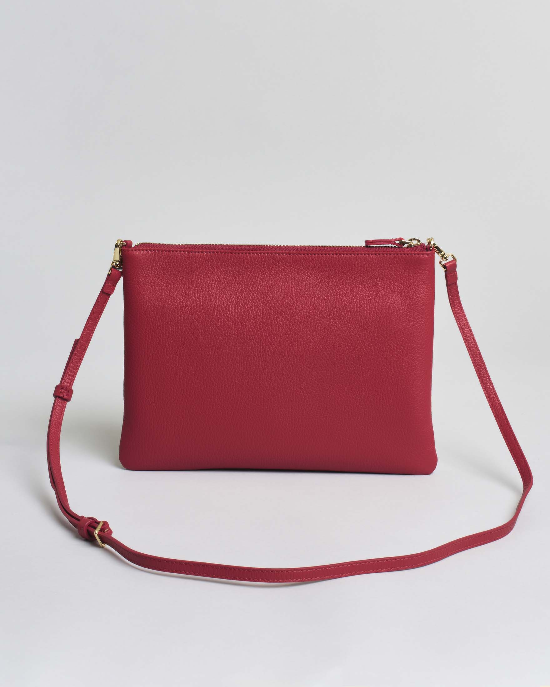 Borsa a tracolla piatta Best Coccinelle in pelle granulata rossa con tracolla removibile