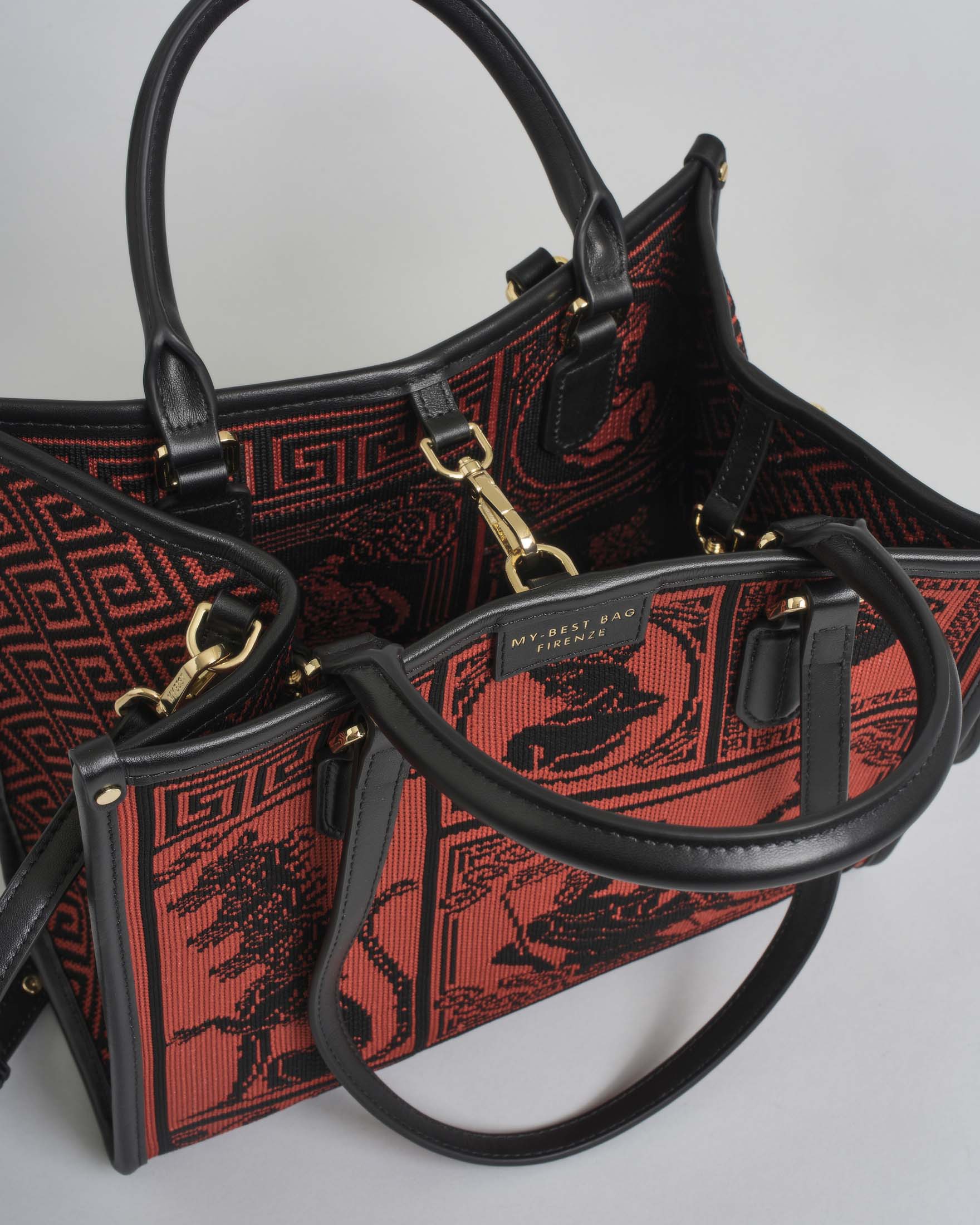 Borsa Atena Agorà media My Best Bag arancione in tessuto con ricami a rilievo image