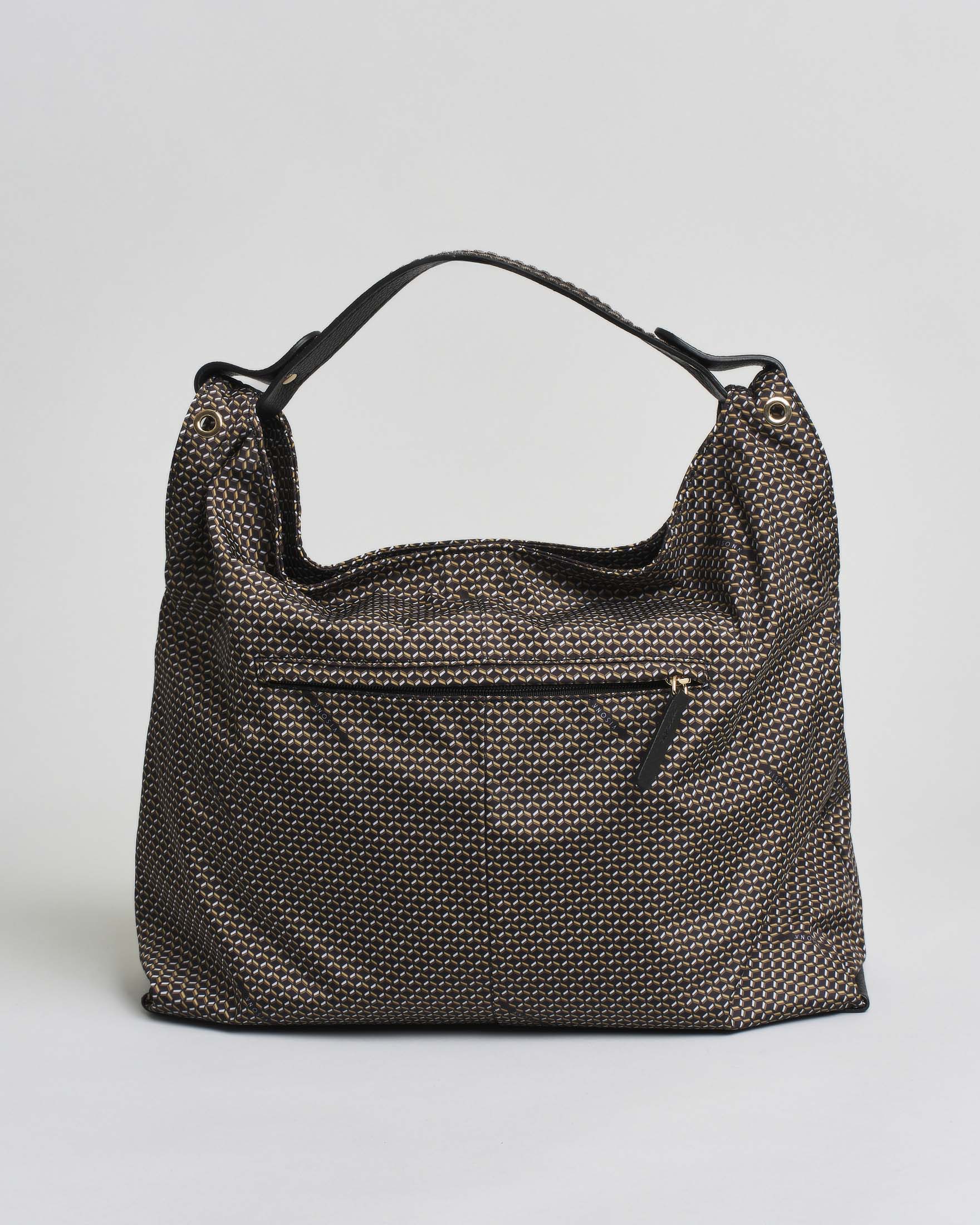 Borsa a spalla Chantal Visonà in nylon grigio e nero con tracolla regolabile e removibile