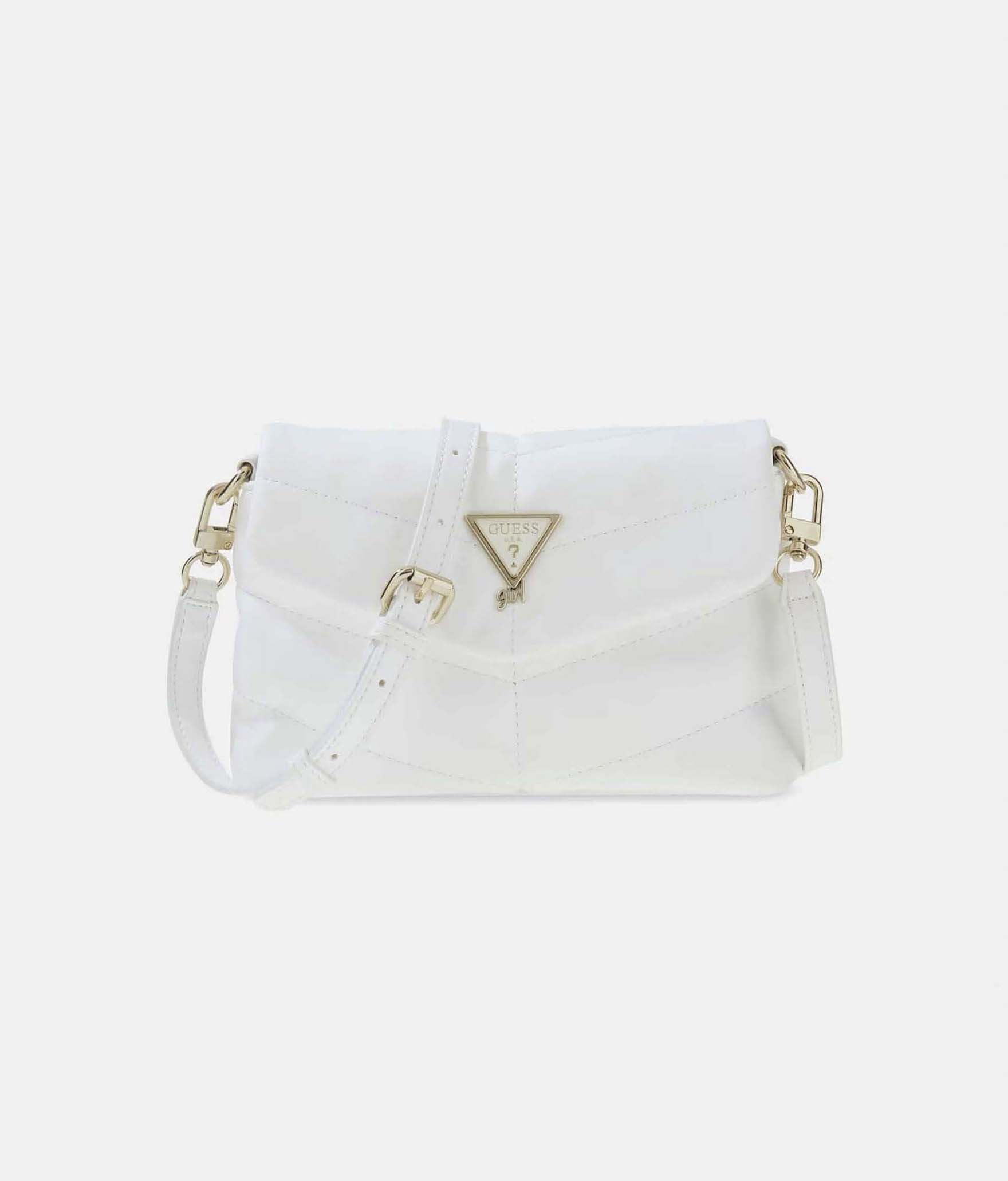 Borsa a tracolla Guess Kids bianca in similpelle con logo metallico e motivo trapuntato