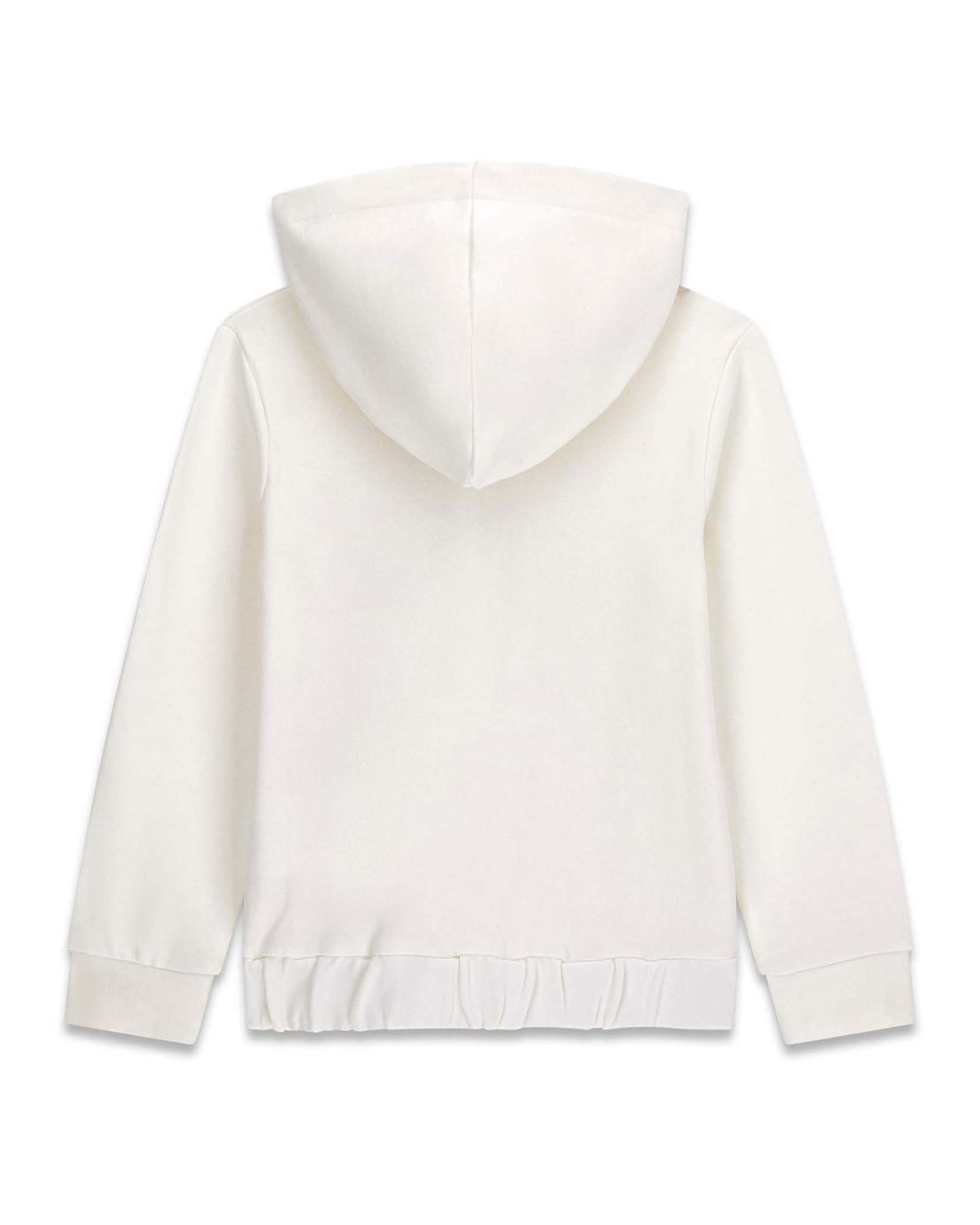 Felpa con cappuccio Guess Kids bianca in cotone con stampa logo rosa frontale image