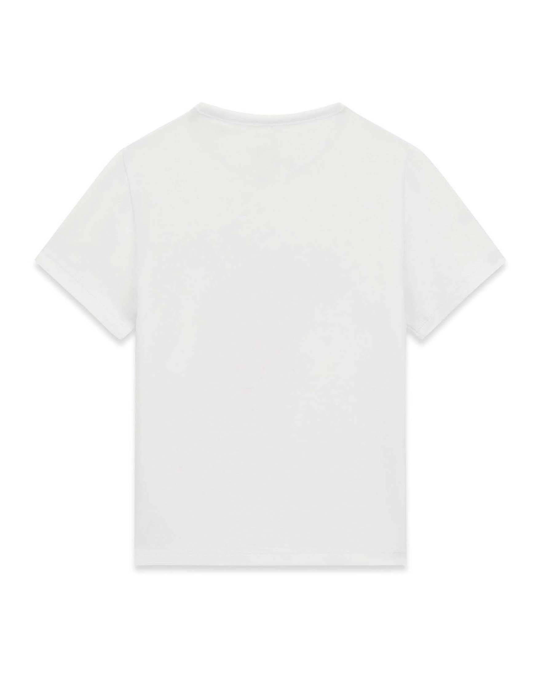 T-shirt mezza manica Guess Kids bianca in jersey cotone elasticizzato con logo glitterato image