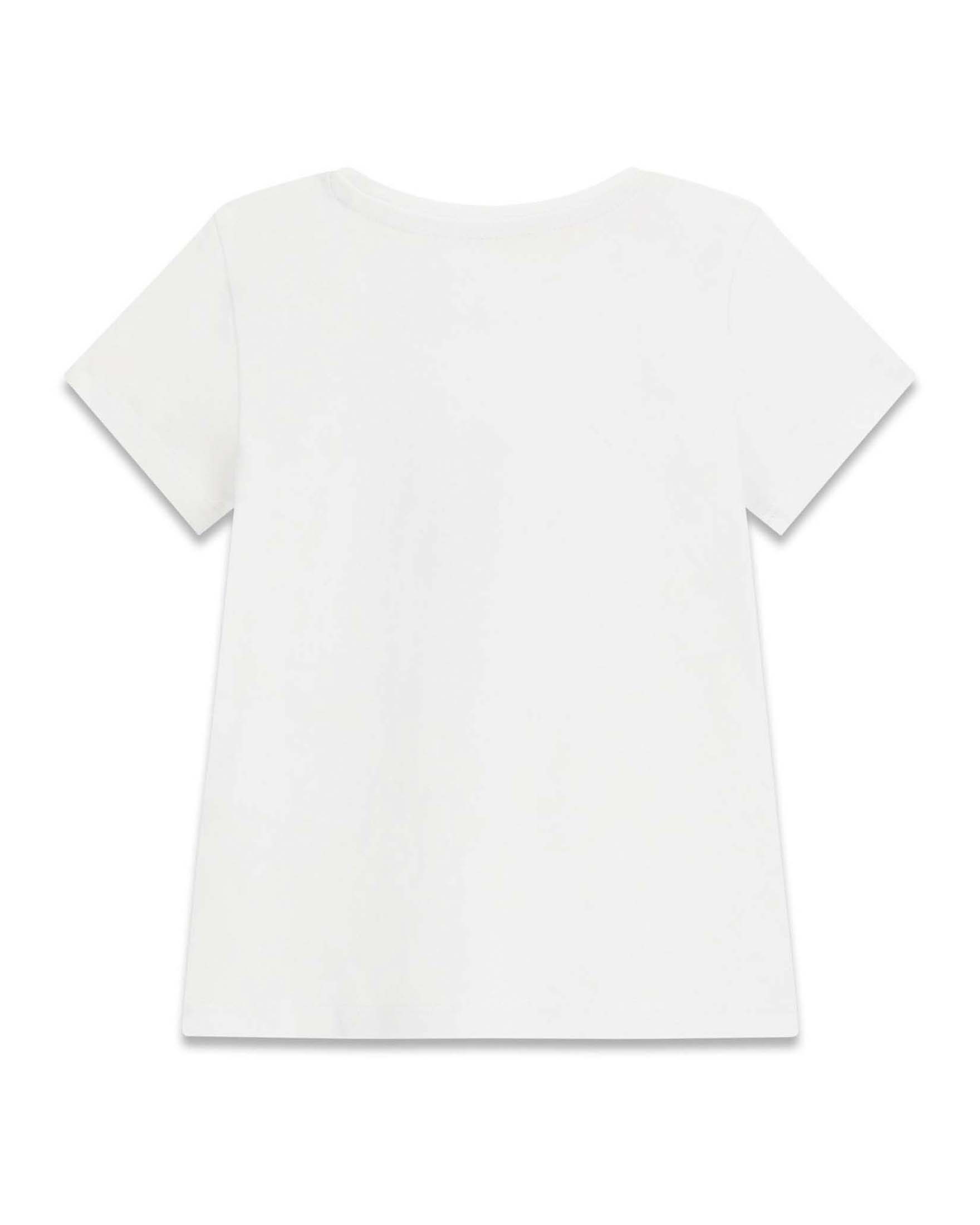 T-shirt Guess Kids bianca in jersey misto cotone con stampa logo e farfalle image