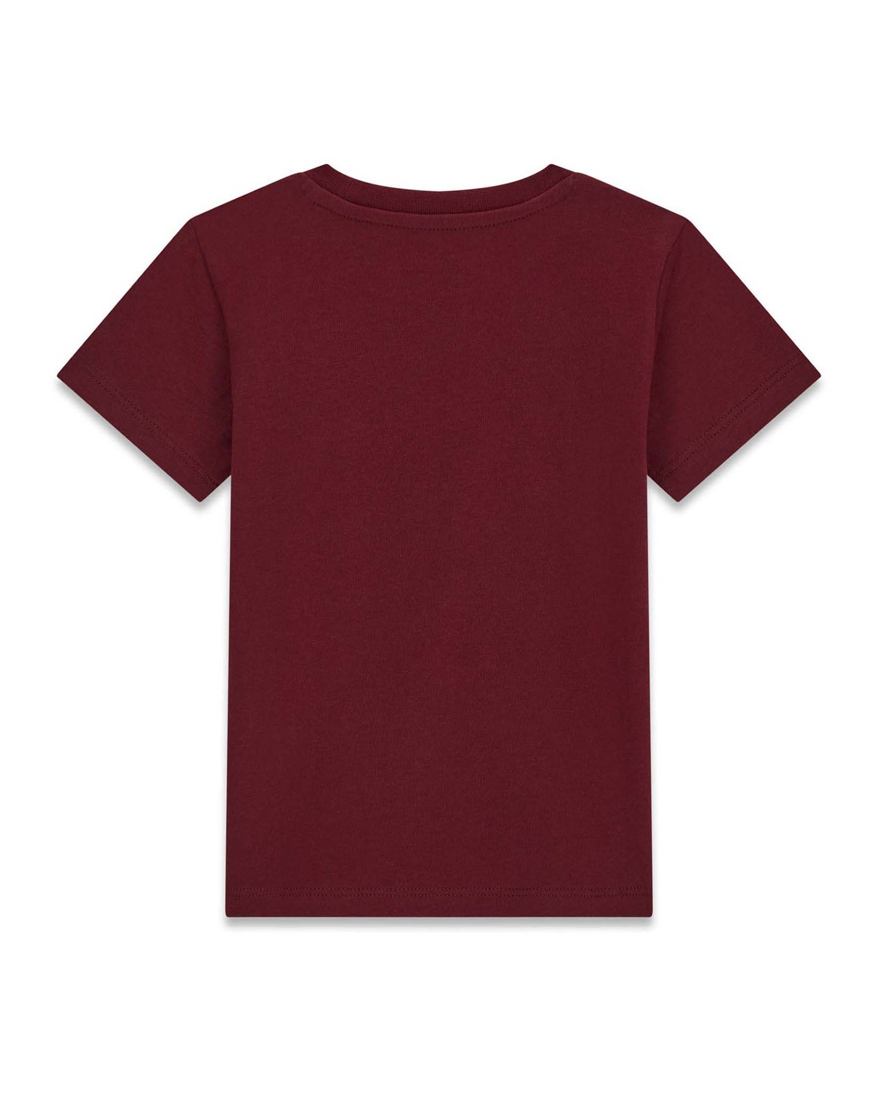 T-shirt Guess Kids bordeaux in cotone con stampa logo e orsetto image