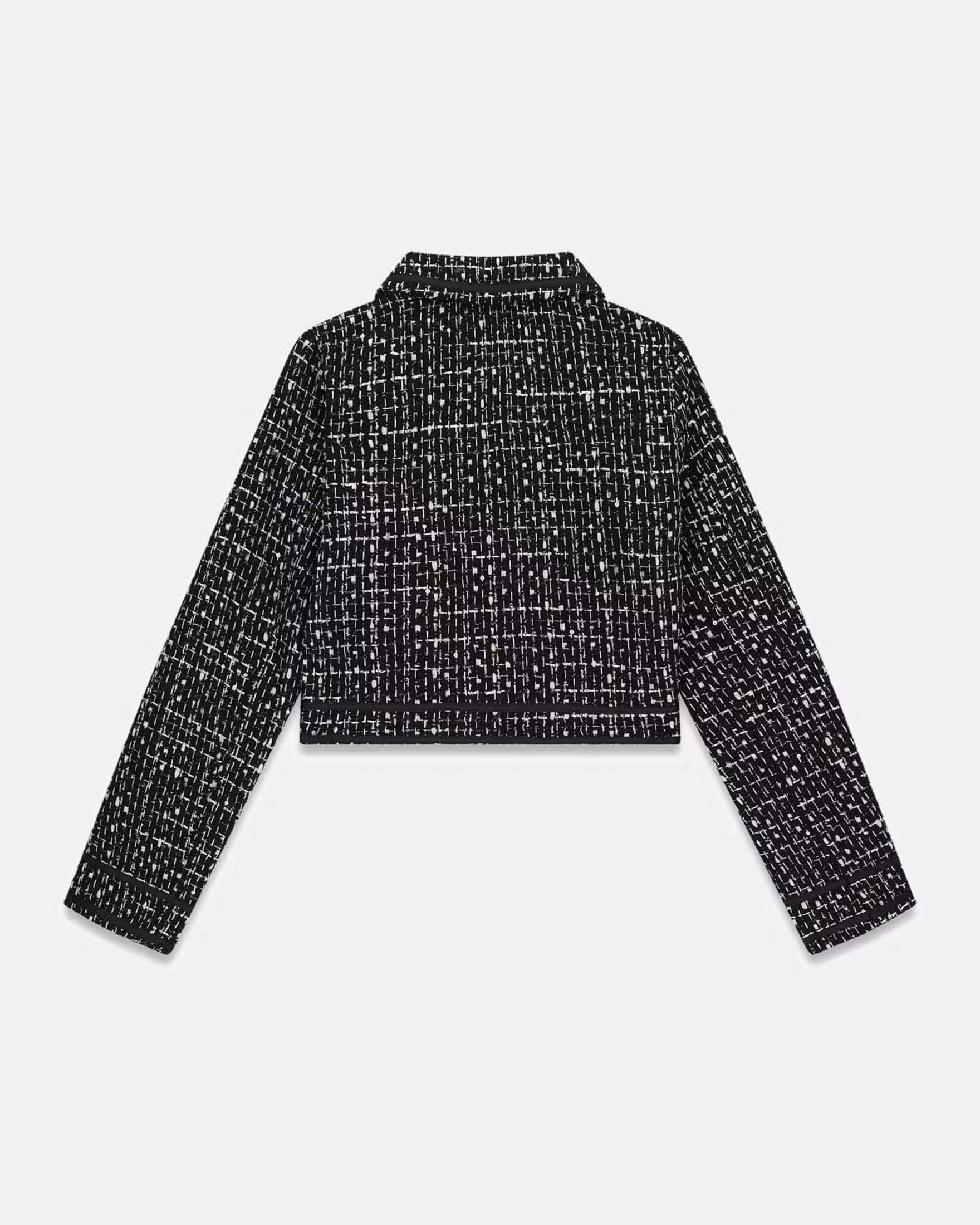 Giacca Guess Kids nera in misto viscosa tweed con dettagli lurex e logo metallic