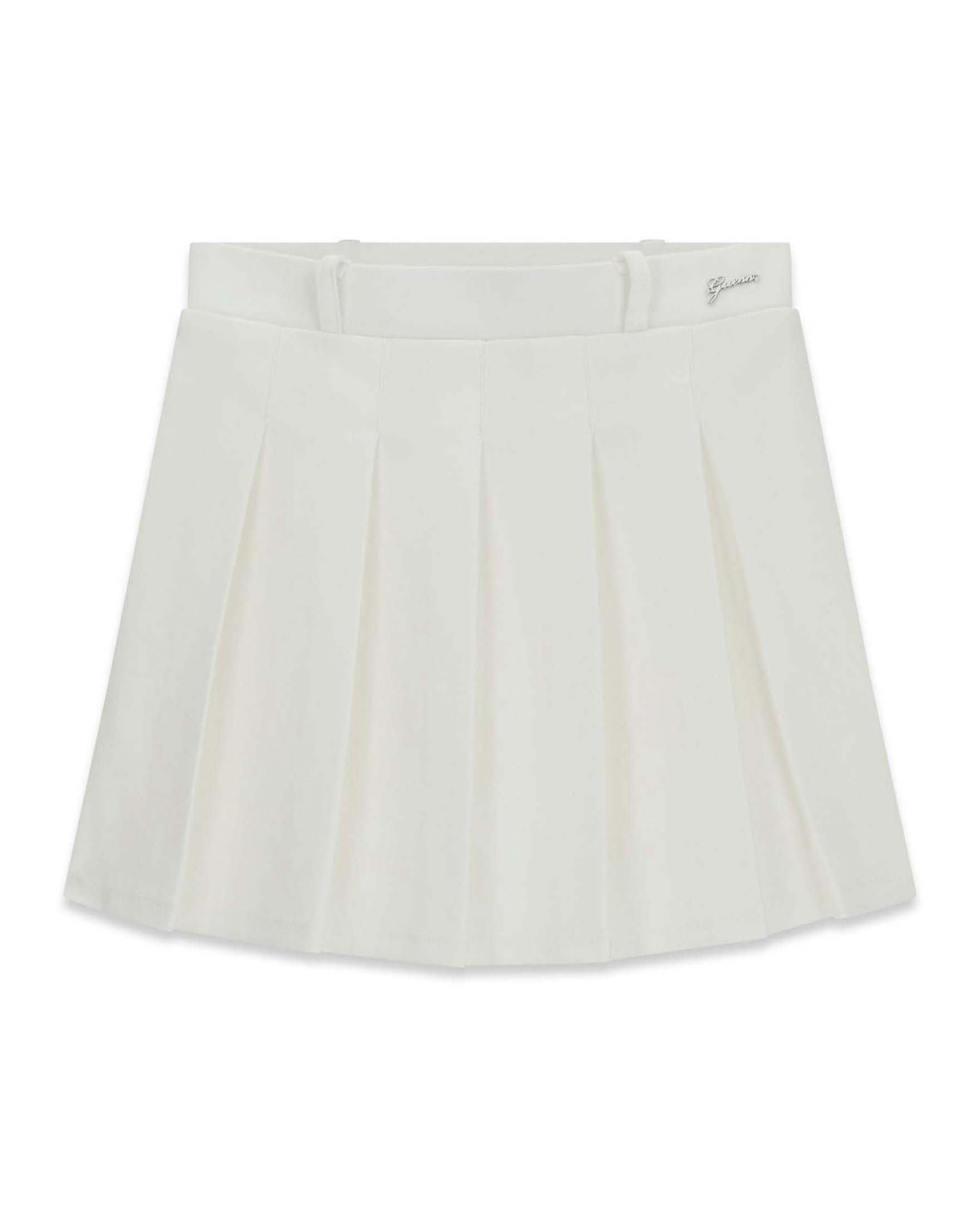 Gonna plissettata Guess Kids panna in viscosa blend con logo metallico applicato