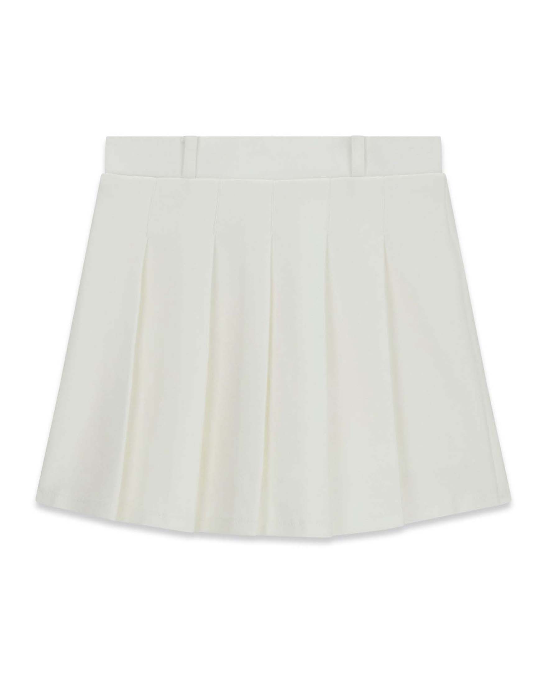 Gonna plissettata Guess Kids panna in viscosa blend con logo metallico applicato image