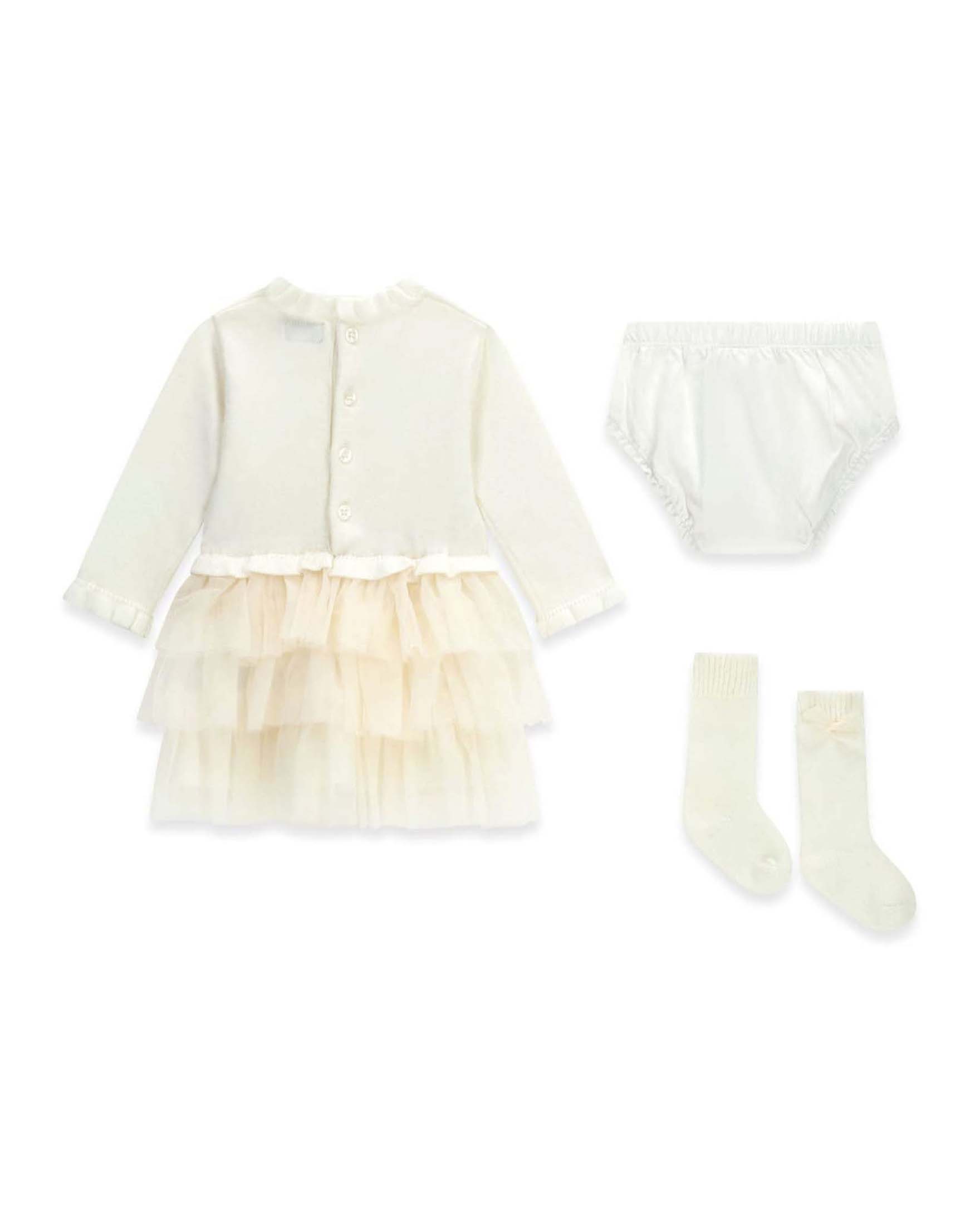Completo Guess Kids panna in misto viscosa con abito tulle e calzini coordinati image