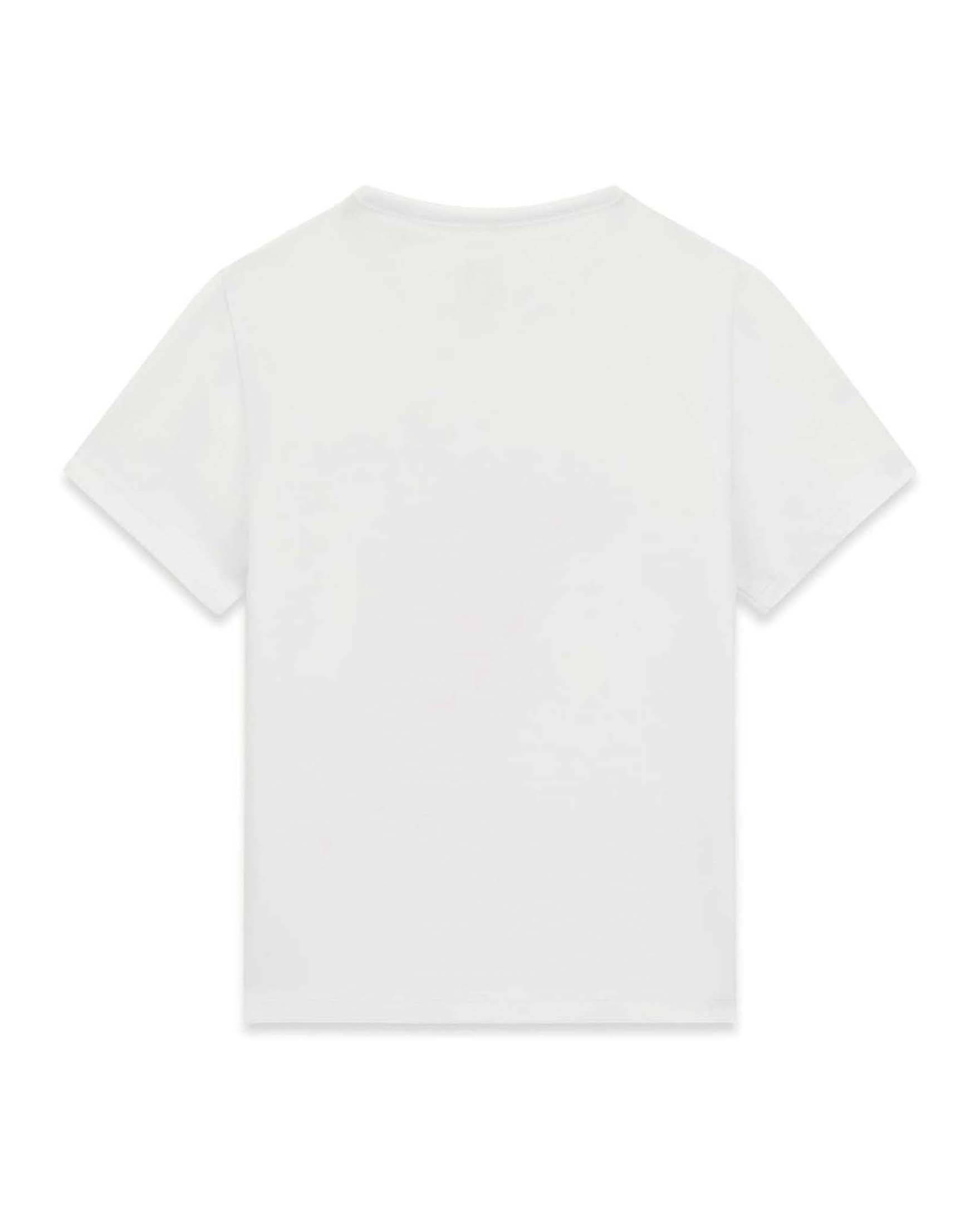 T-shirt mezza manica Guess Kids bianca in jersey di cotone con logo stampato glitterato image