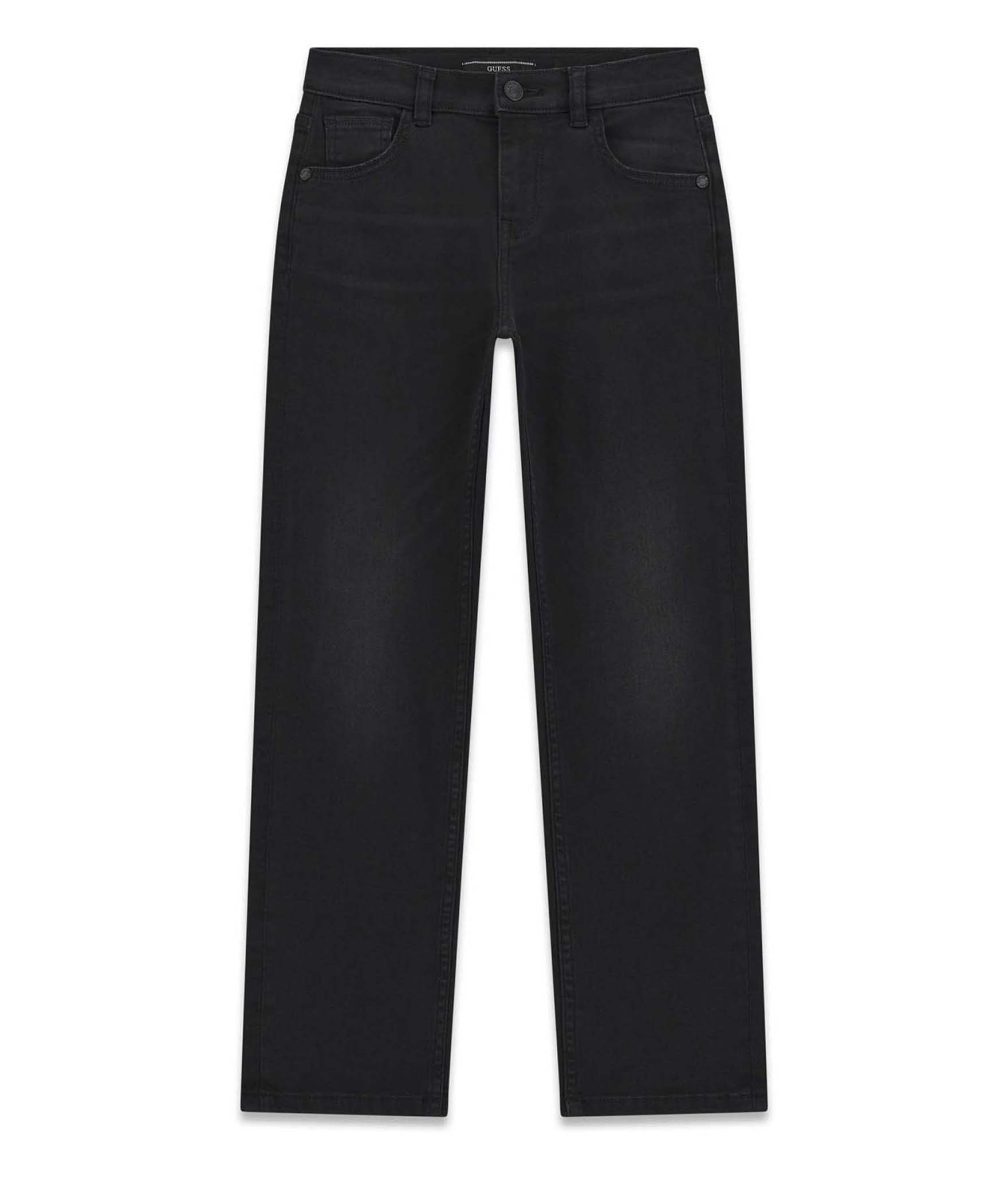 Jeans Guess Kids nero in misto cotone con logo applicato sulla tasca posteriore