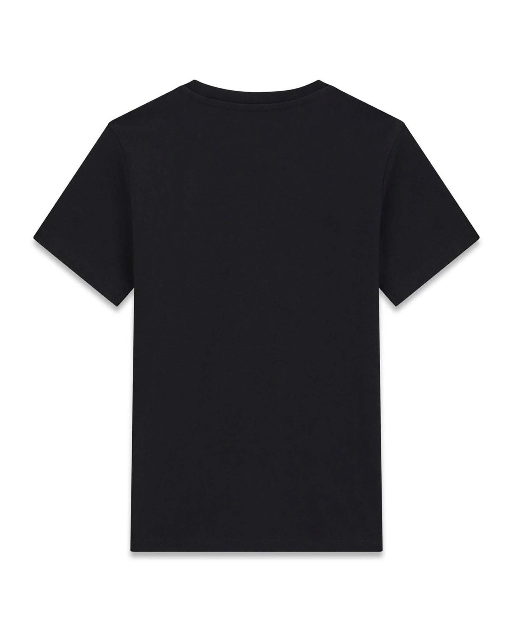 T-shirt mezza manica Guess Kids nera in cotone con patch logo applicato image