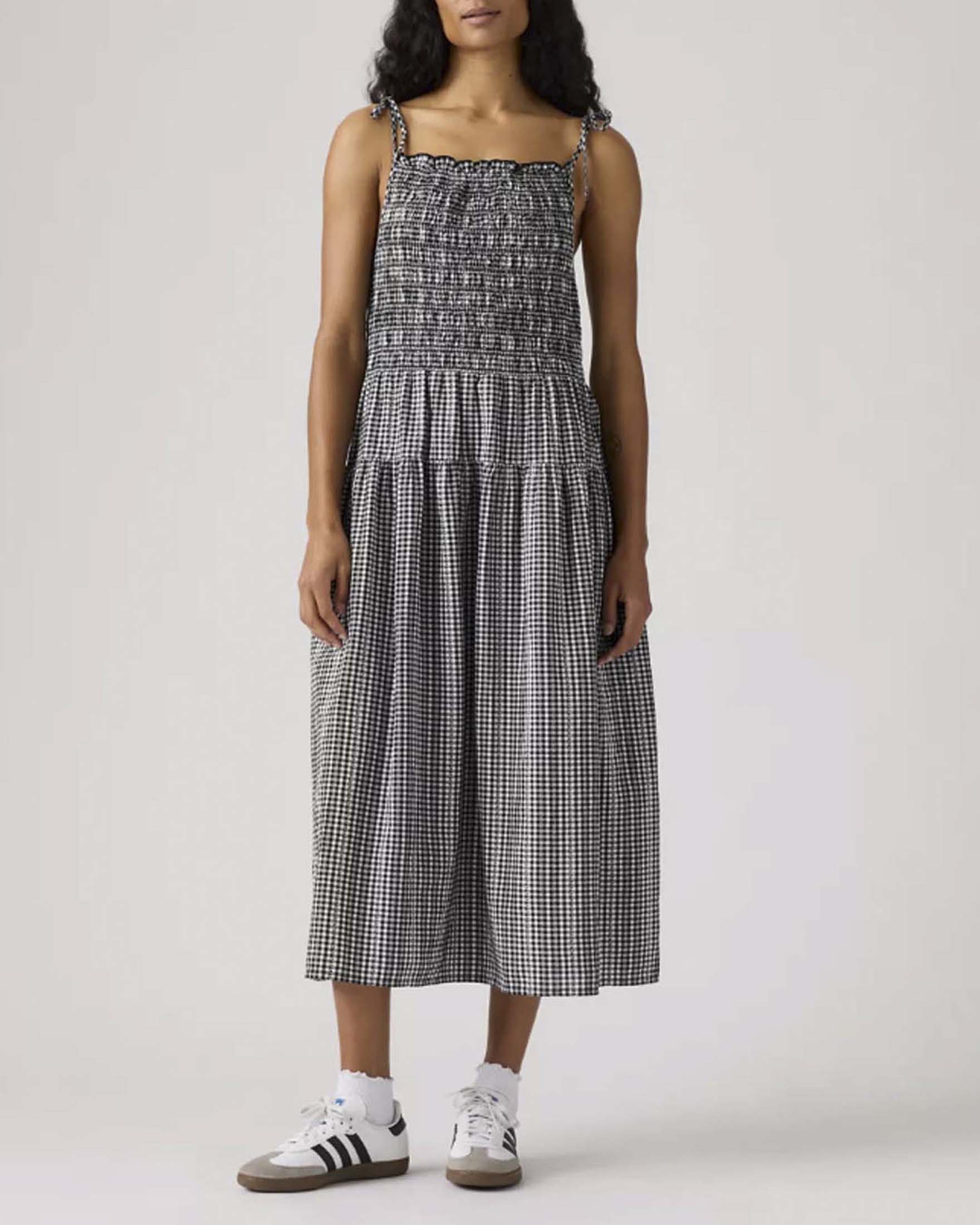Abito Monaco Cotton Sundress Levi's in cotone con motivo vichy bianco e nero
