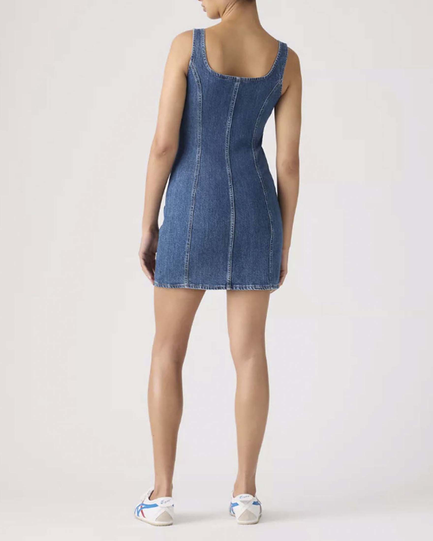 Abito Levi's senza maniche in denim stone washed con zip frontale image