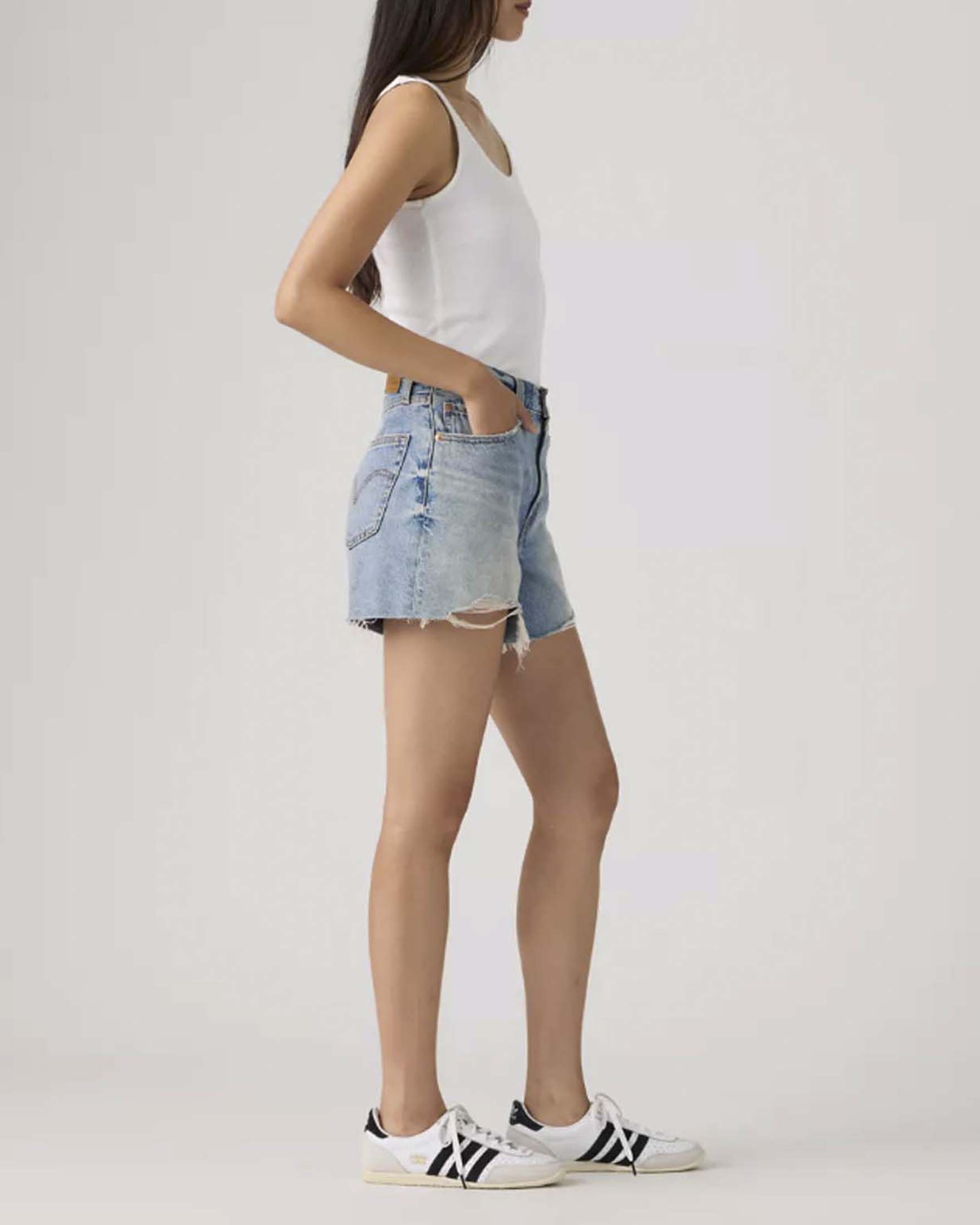 Bermuda Ribcage Short Zip Levi's in denim chiaro sfrangiato image