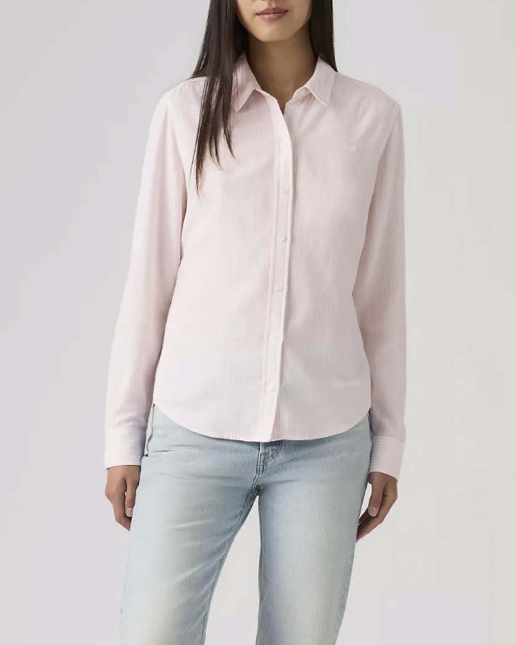 Camicia rosa a righe bianche Levi's in misto viscosa e cotone