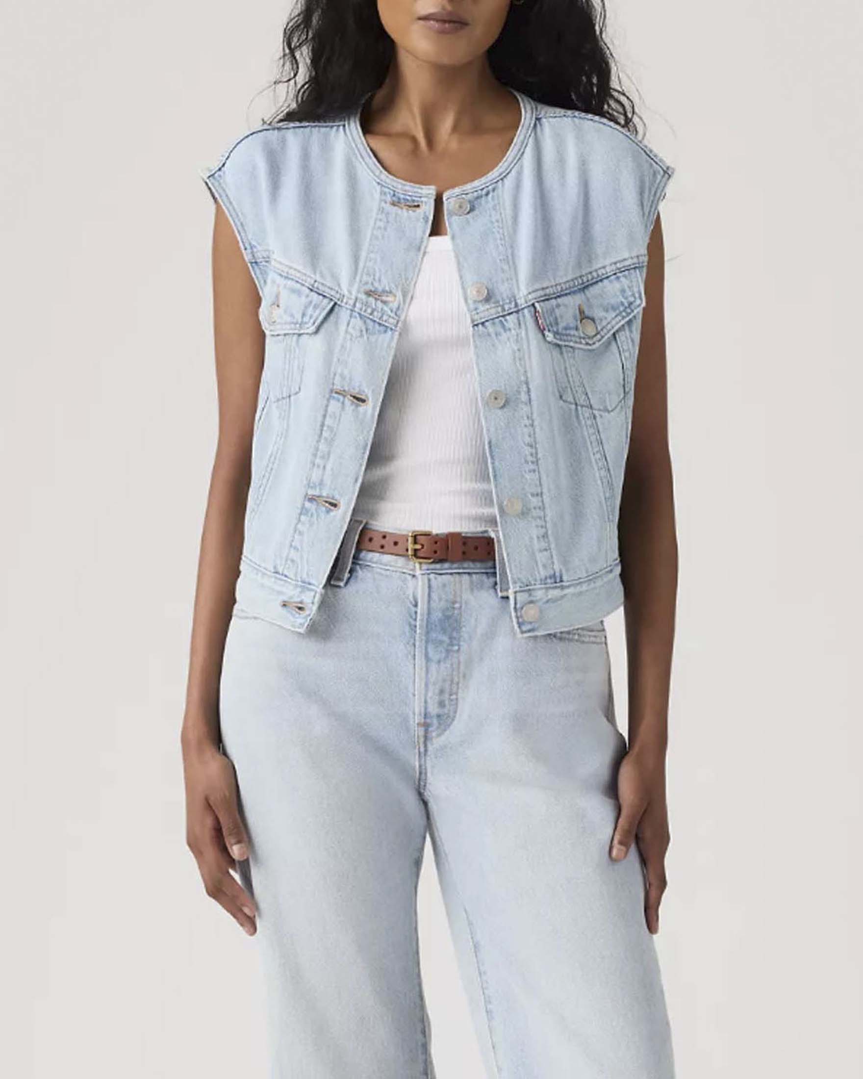 Gilet Shrunken anni '90 Lightweight Levi's in denim lavaggio chiaro
