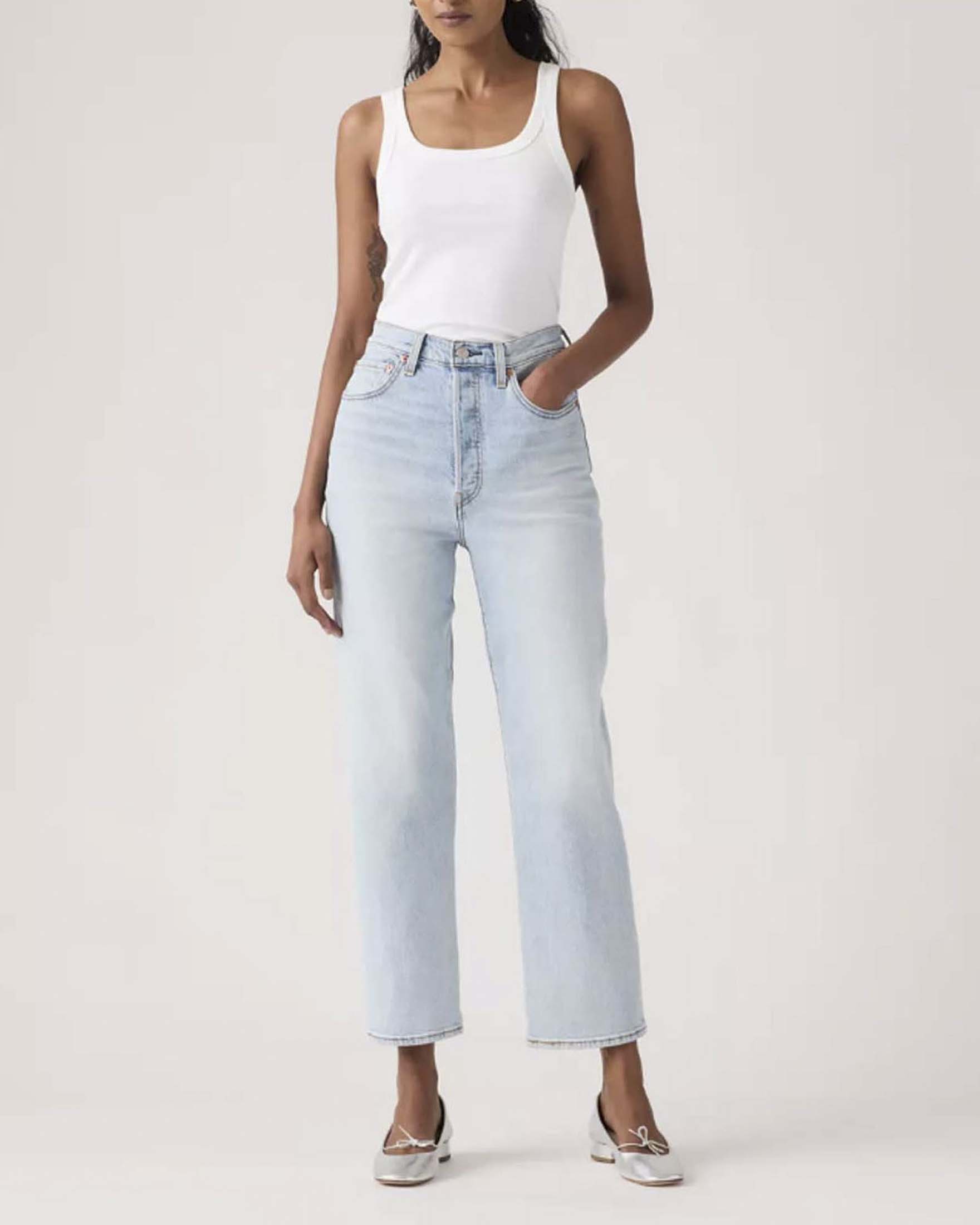 Jeans Ribcage Levi's a vita alta con gamba dritta e lavaggio bleached