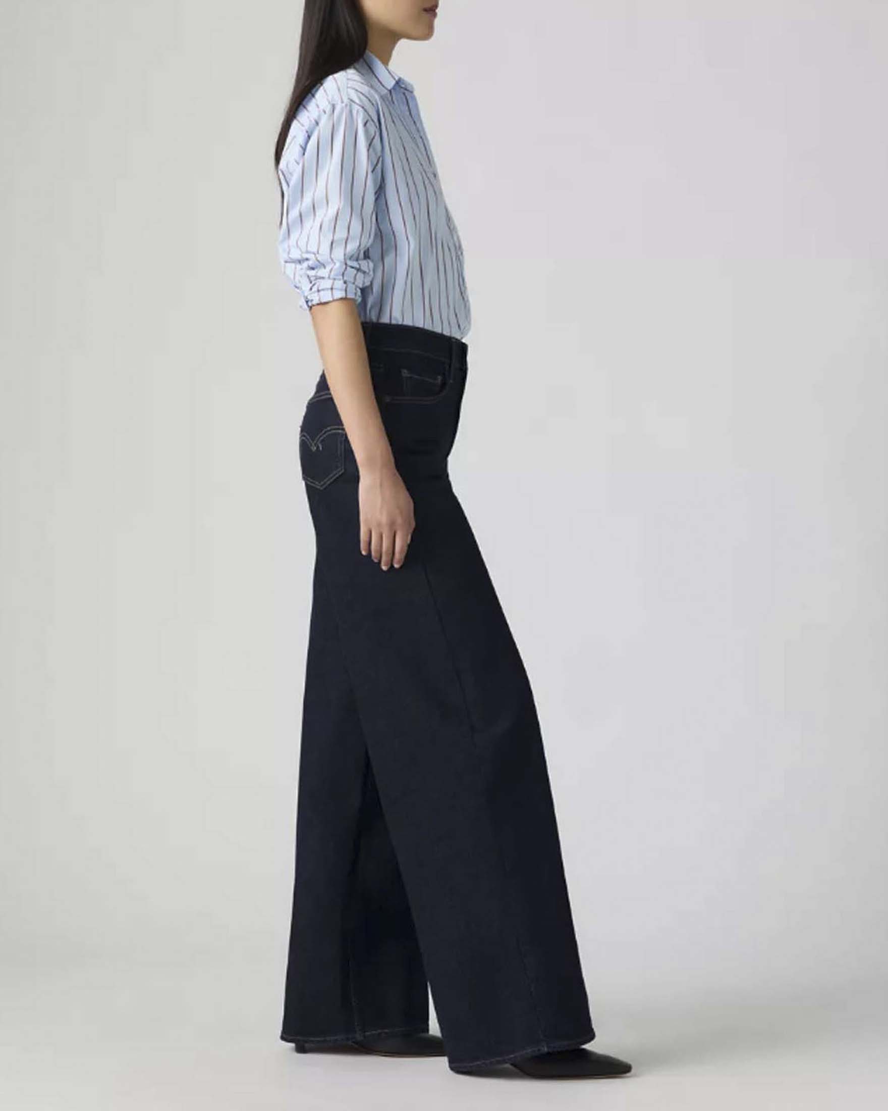 Jeans 728 Levi's a vita alta e gamba larga con lavaggio scuro