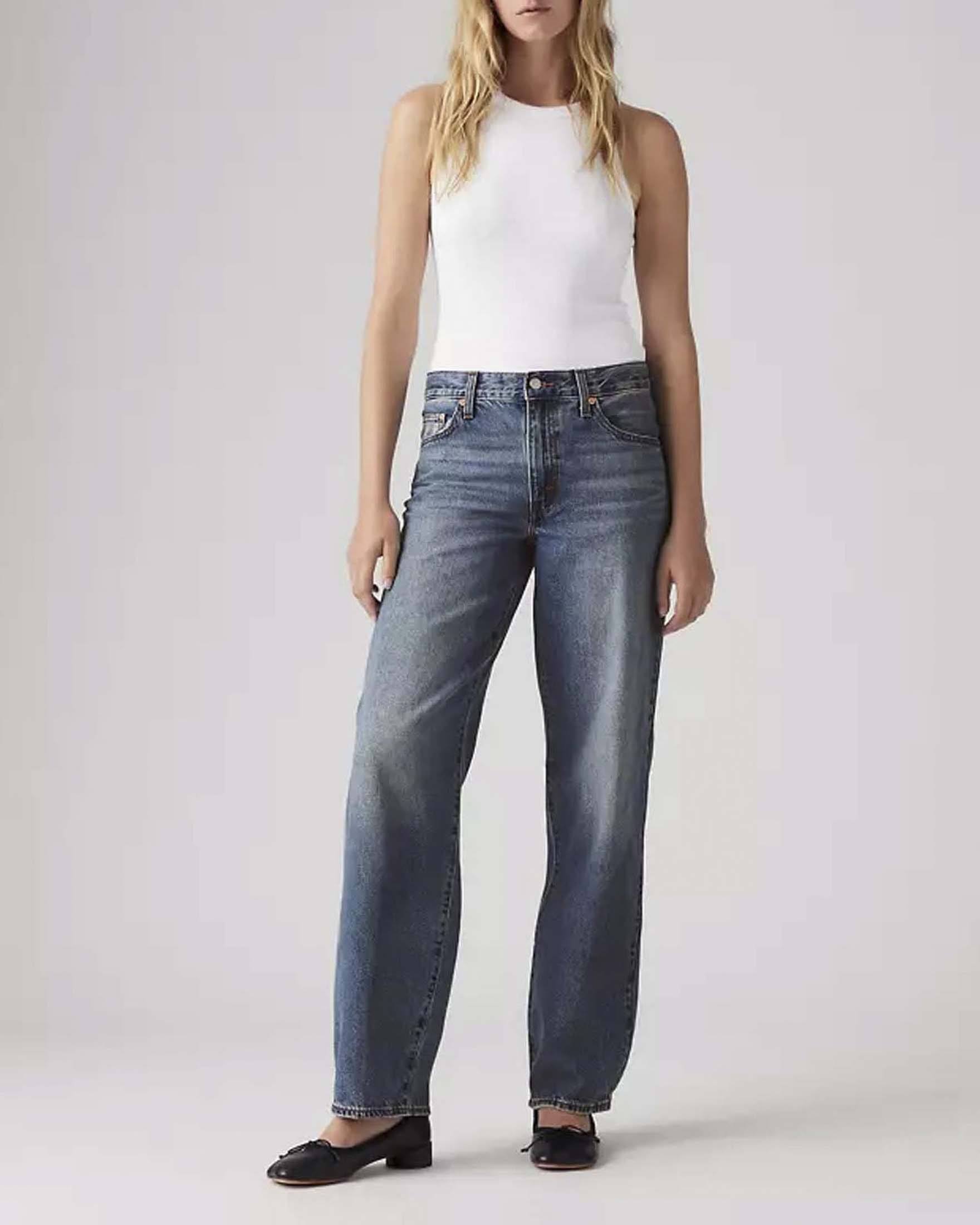 Jeans Baggy Dad Levi's lavaggio medio stone washed a vita media