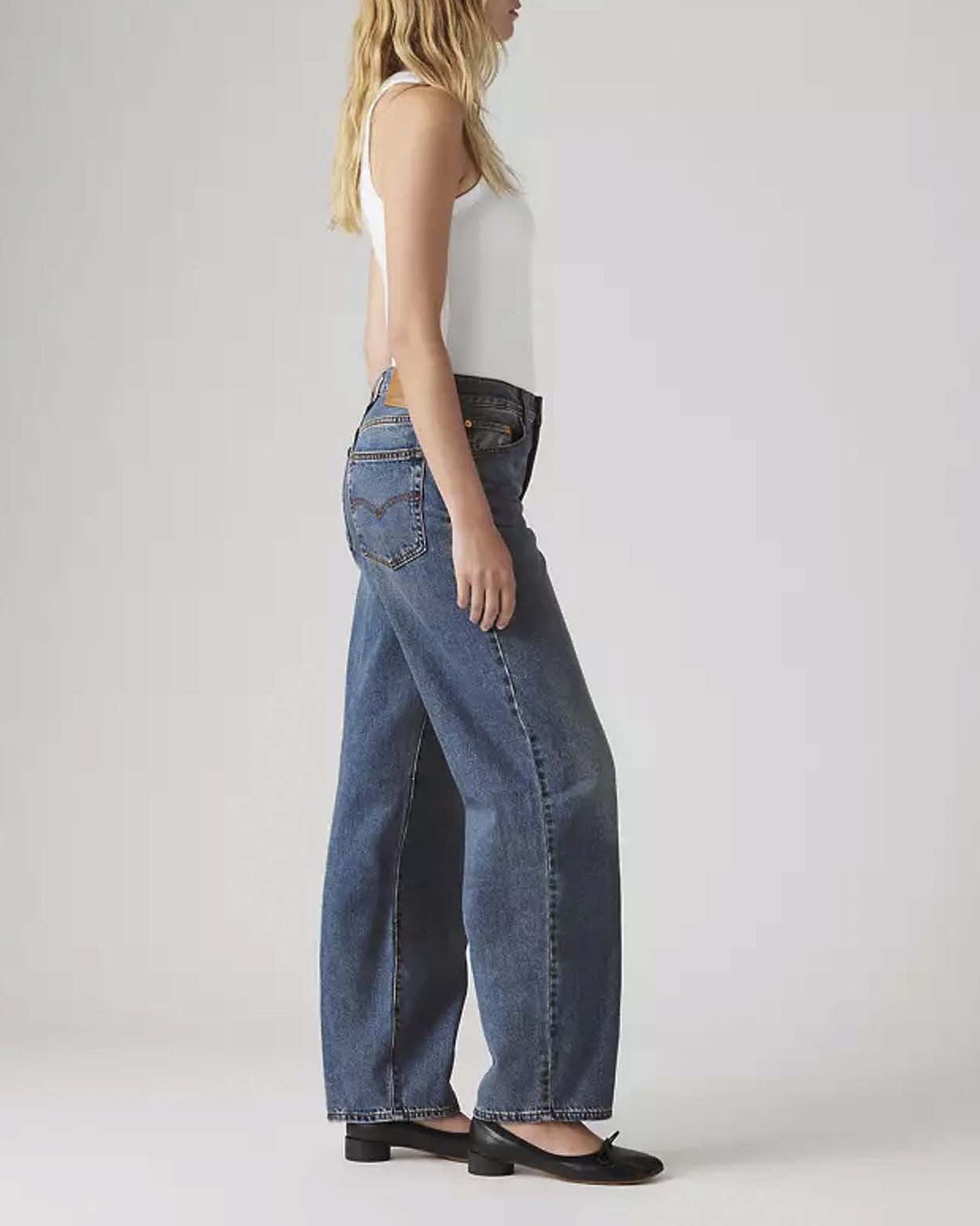 Jeans Baggy Dad Levi's lavaggio medio stone washed a vita media image