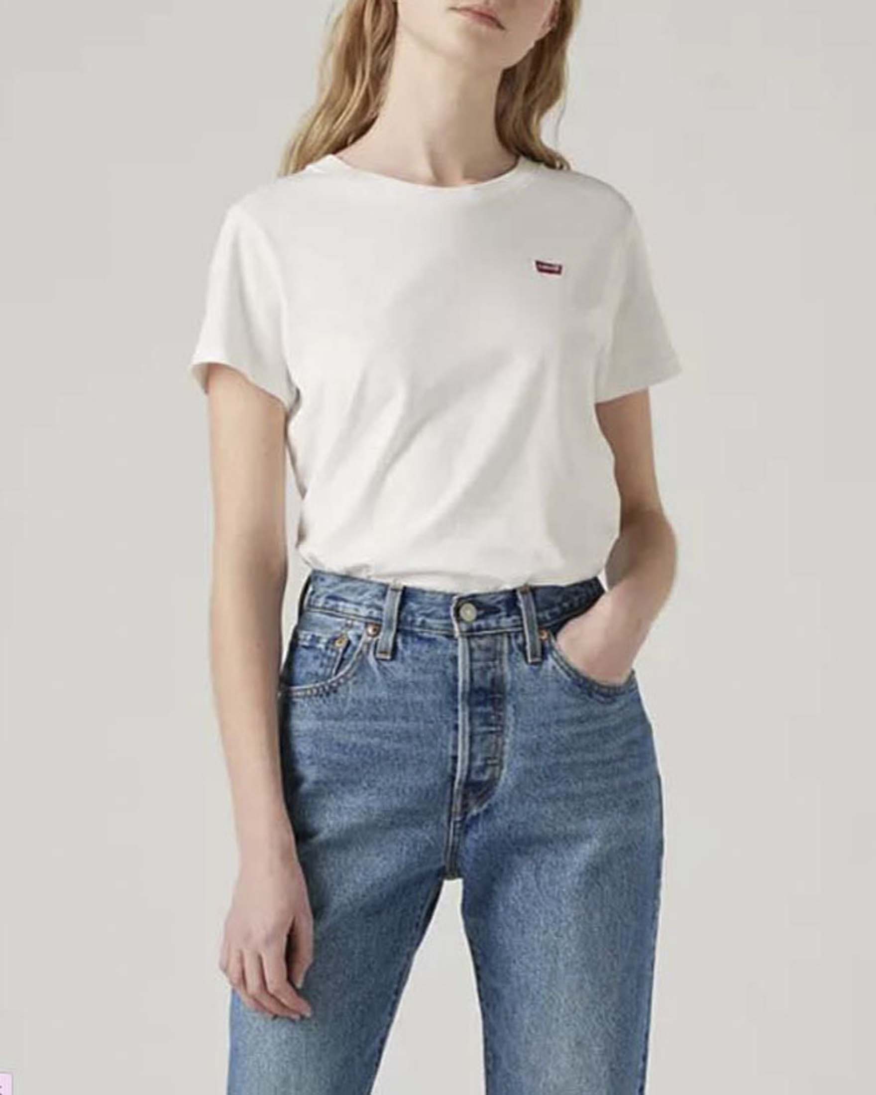T-Shirt Perfect a maniche corte Levi's bianca in cotone con logo batwing piccolo