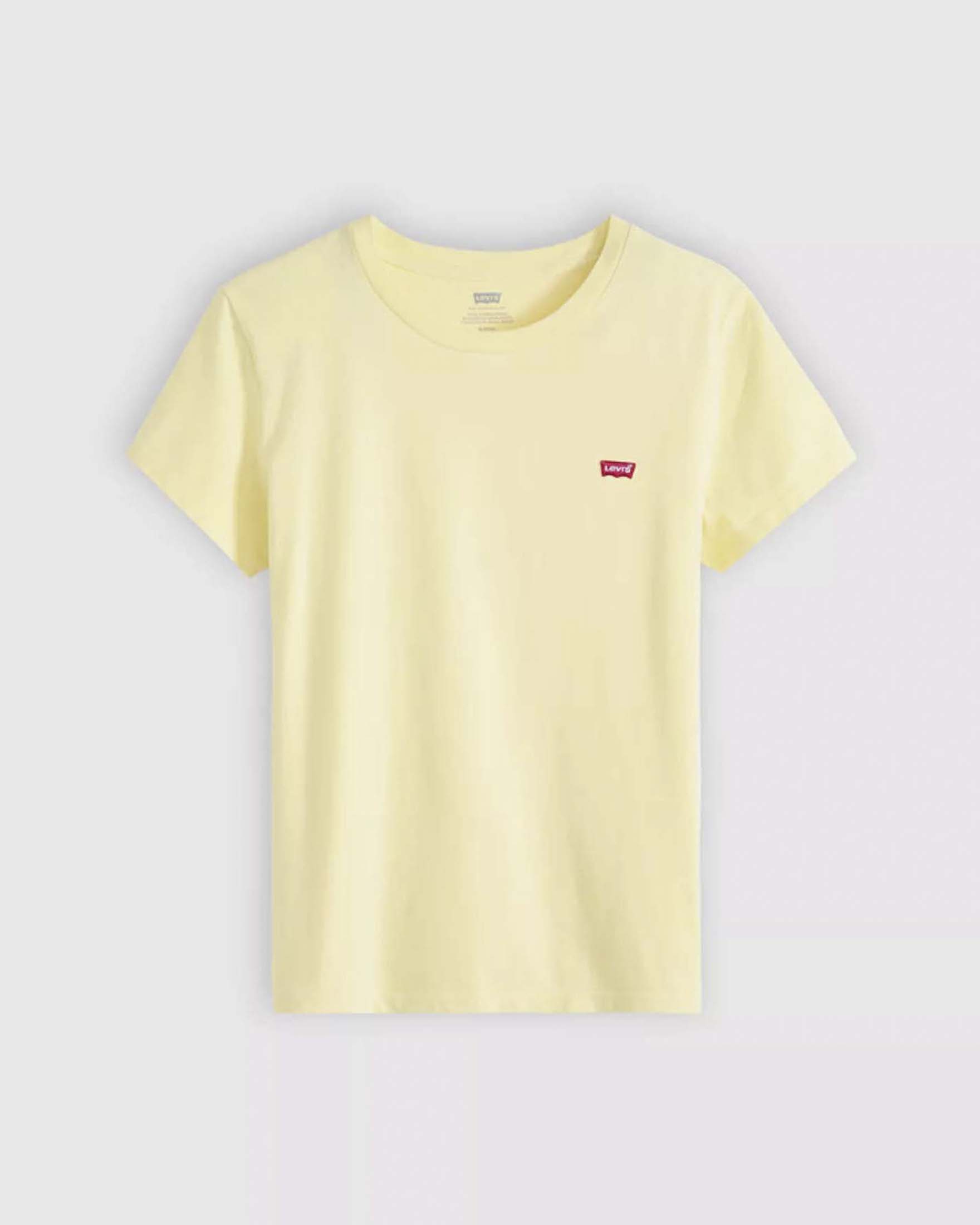 T-Shirt Perfect a maniche corte Levi's gialla in cotone con logo batwing piccolo