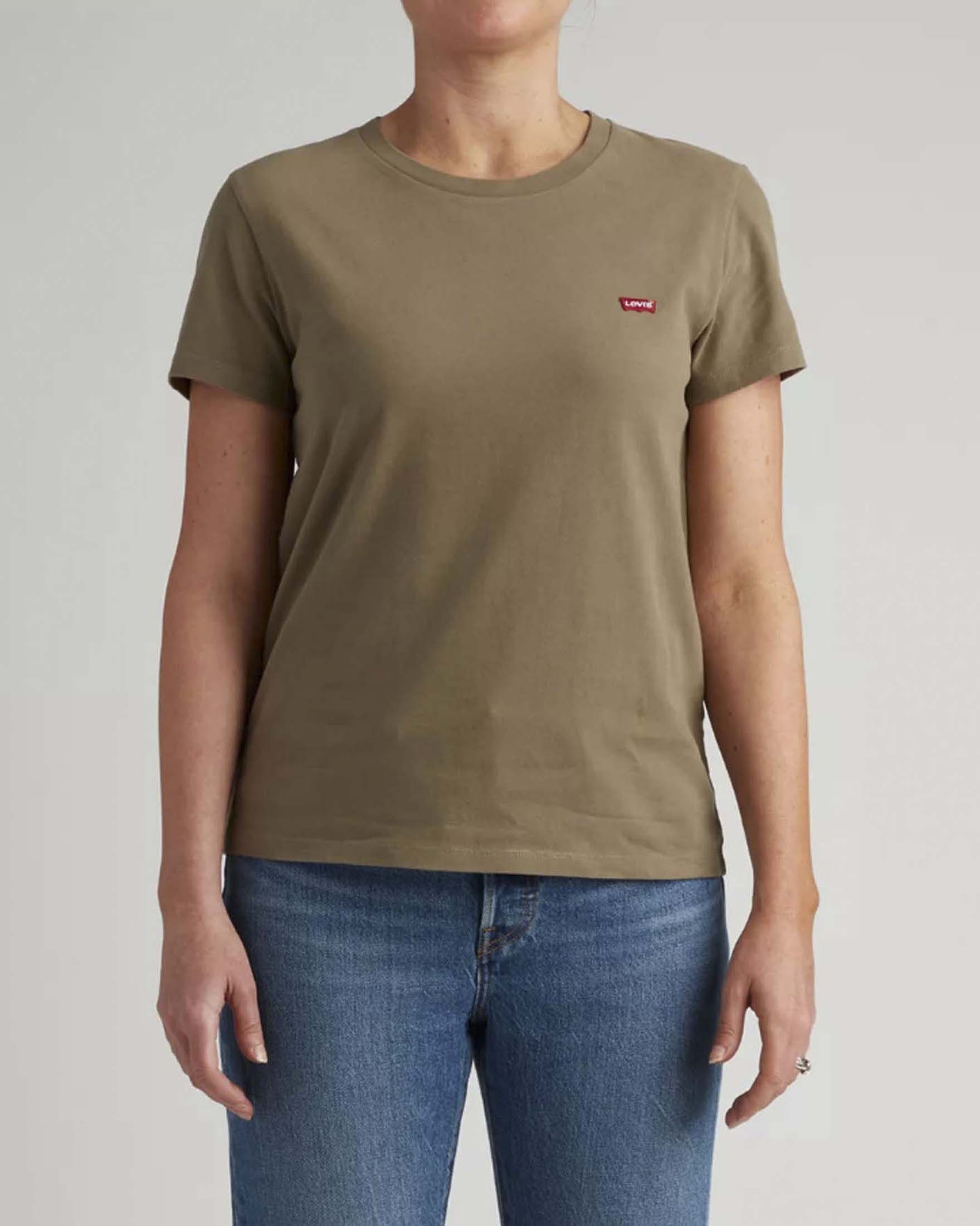 T-Shirt Perfect a maniche corte Levi's verde militare in cotone con logo batwing piccolo