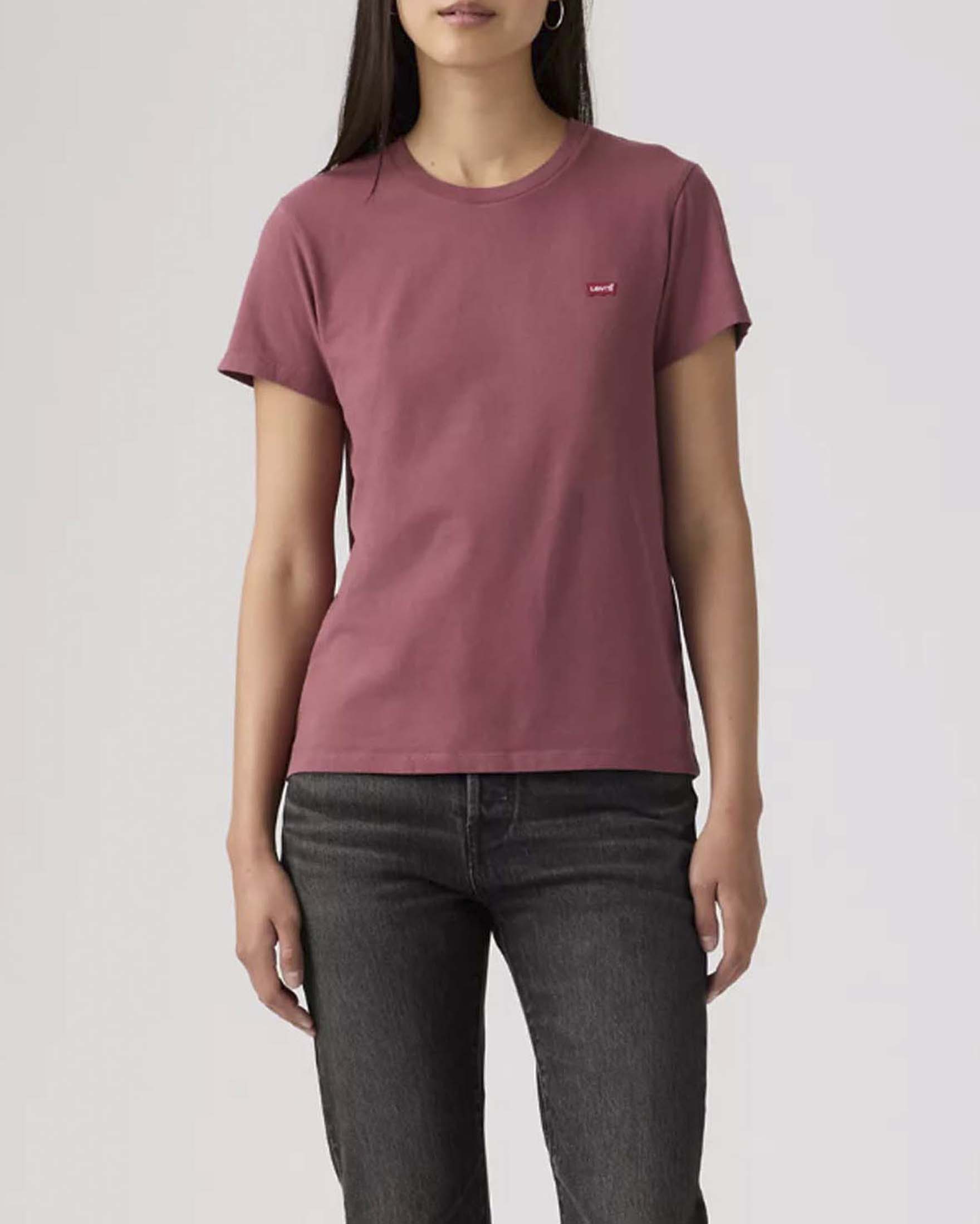 T-Shirt Perfect a maniche corte Levi's malva in cotone con logo batwing piccolo