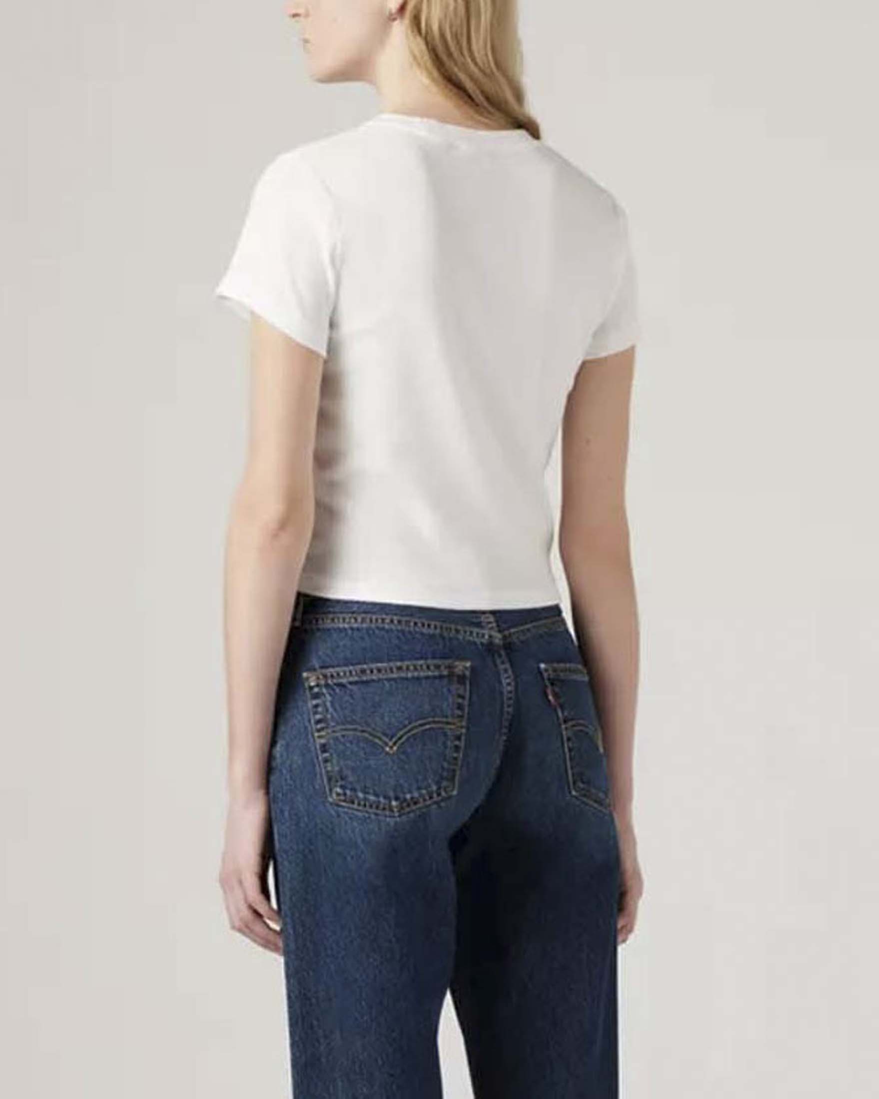 T-Shirt sportiva Essential Levi's a maniche corte bianca in cotone a costine image