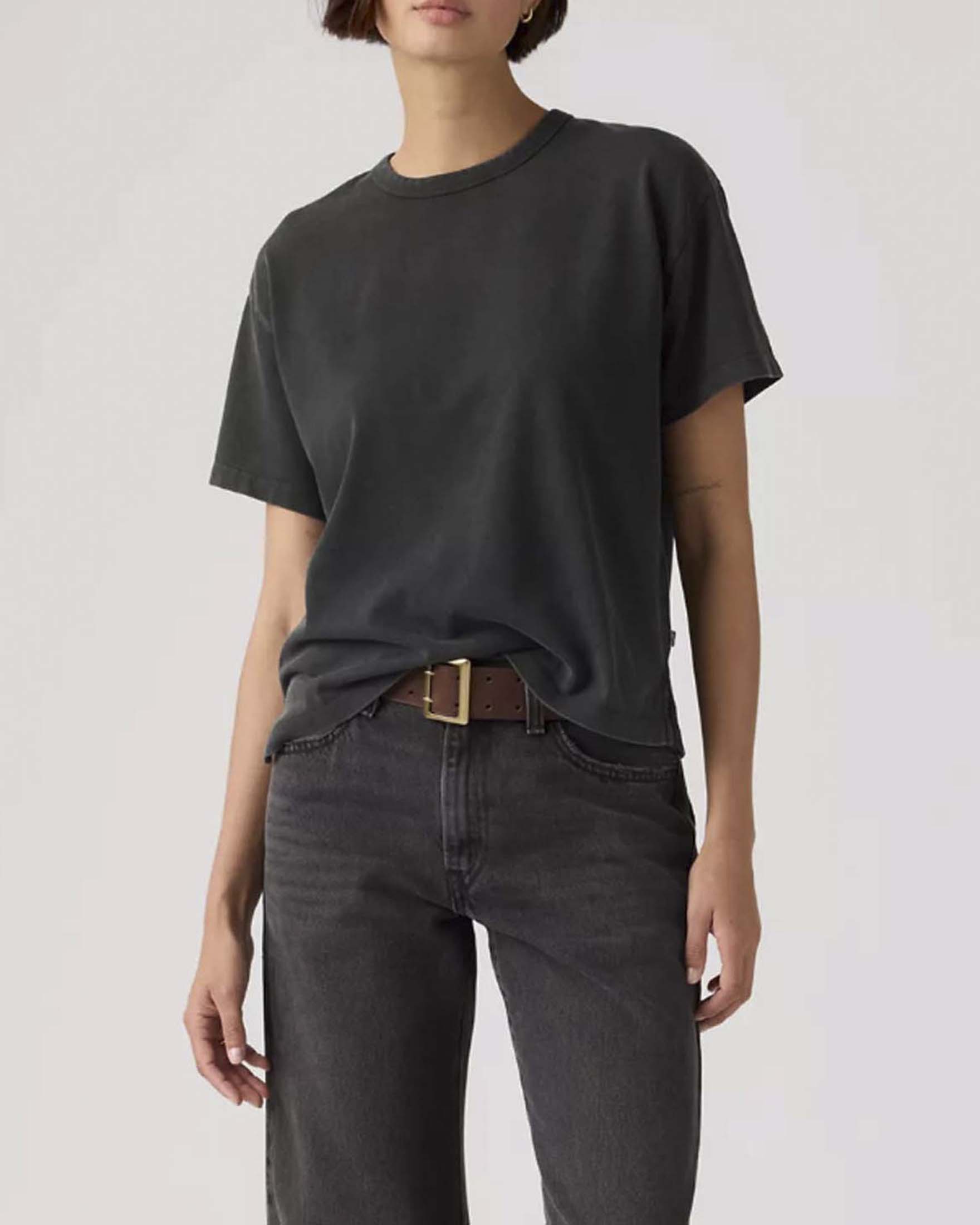 T-Shirt Vintage Levi's a maniche corte nera in cotone con scollo a giro